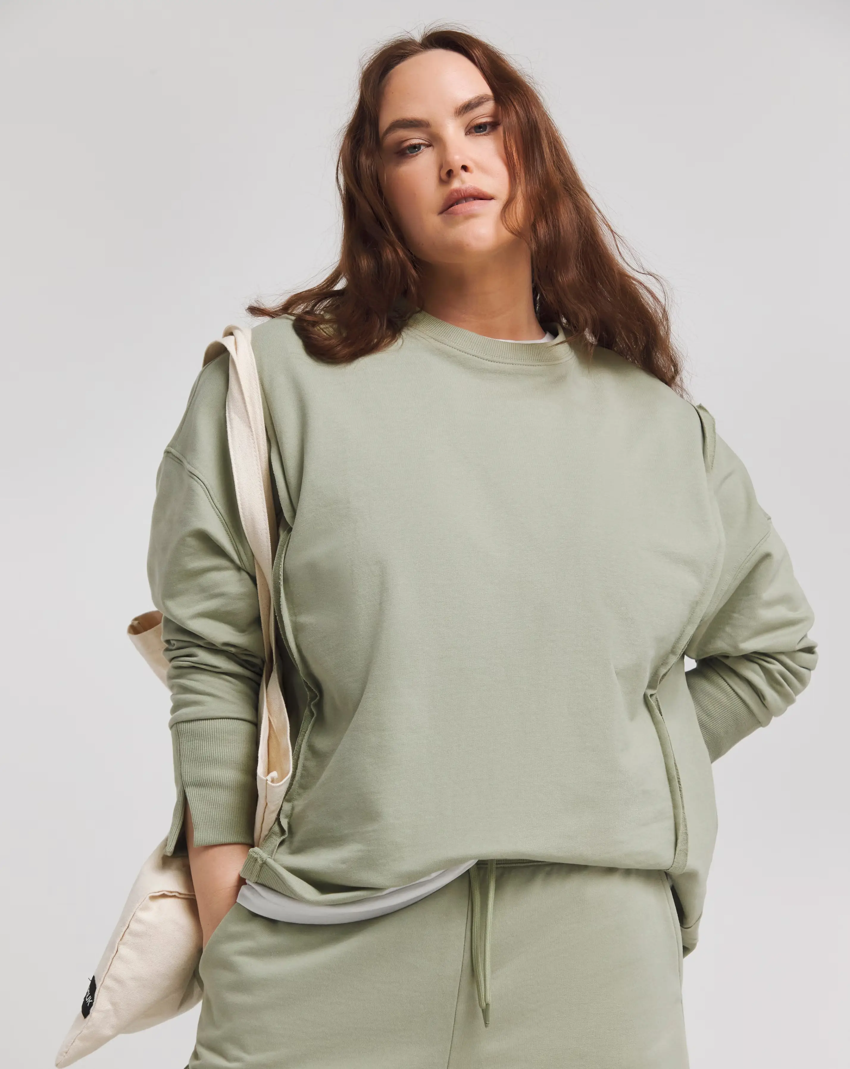 Simply Be Sage Exposed Seam Dip Back Sweatshirt