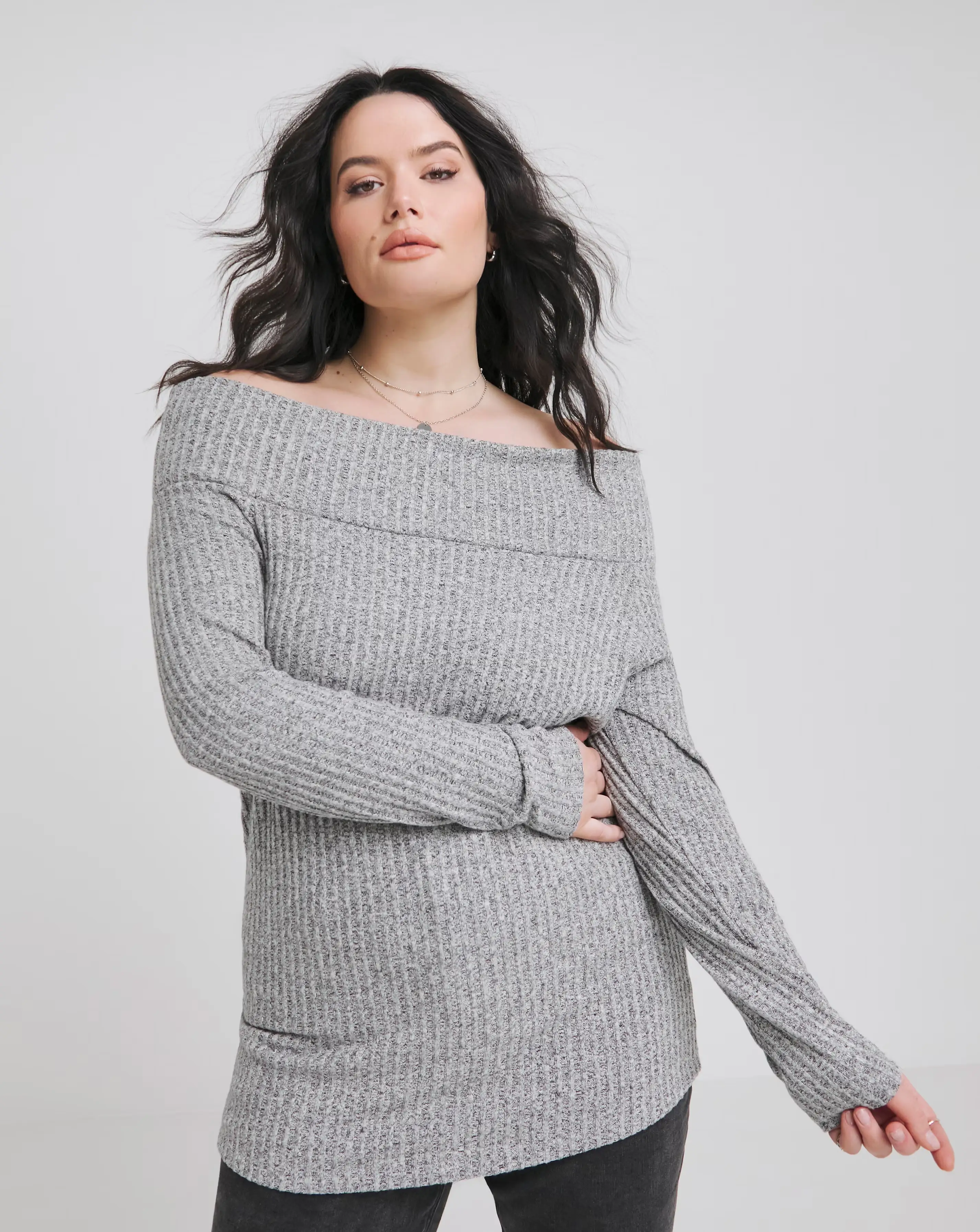 Simply Be Grey Marl Rib Bardot Top 1 27785-simply-be-grey-marl-rib-bardot-top-1.webp