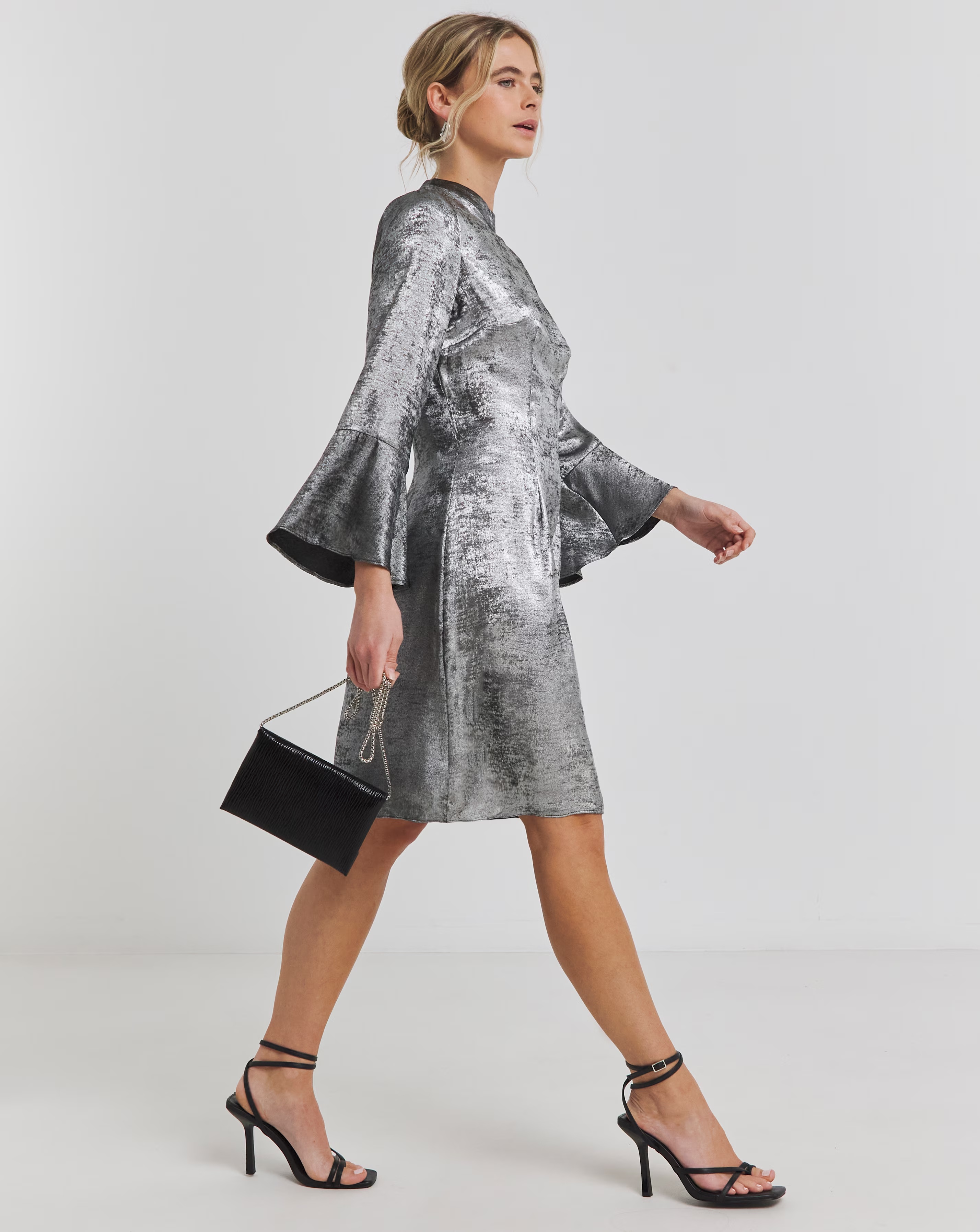 Joanna Hope Silver Foil Fluted Sleeve Dress 1 30622-joanna-hope-silver-foil-fluted-sleeve-dress-1.jpg