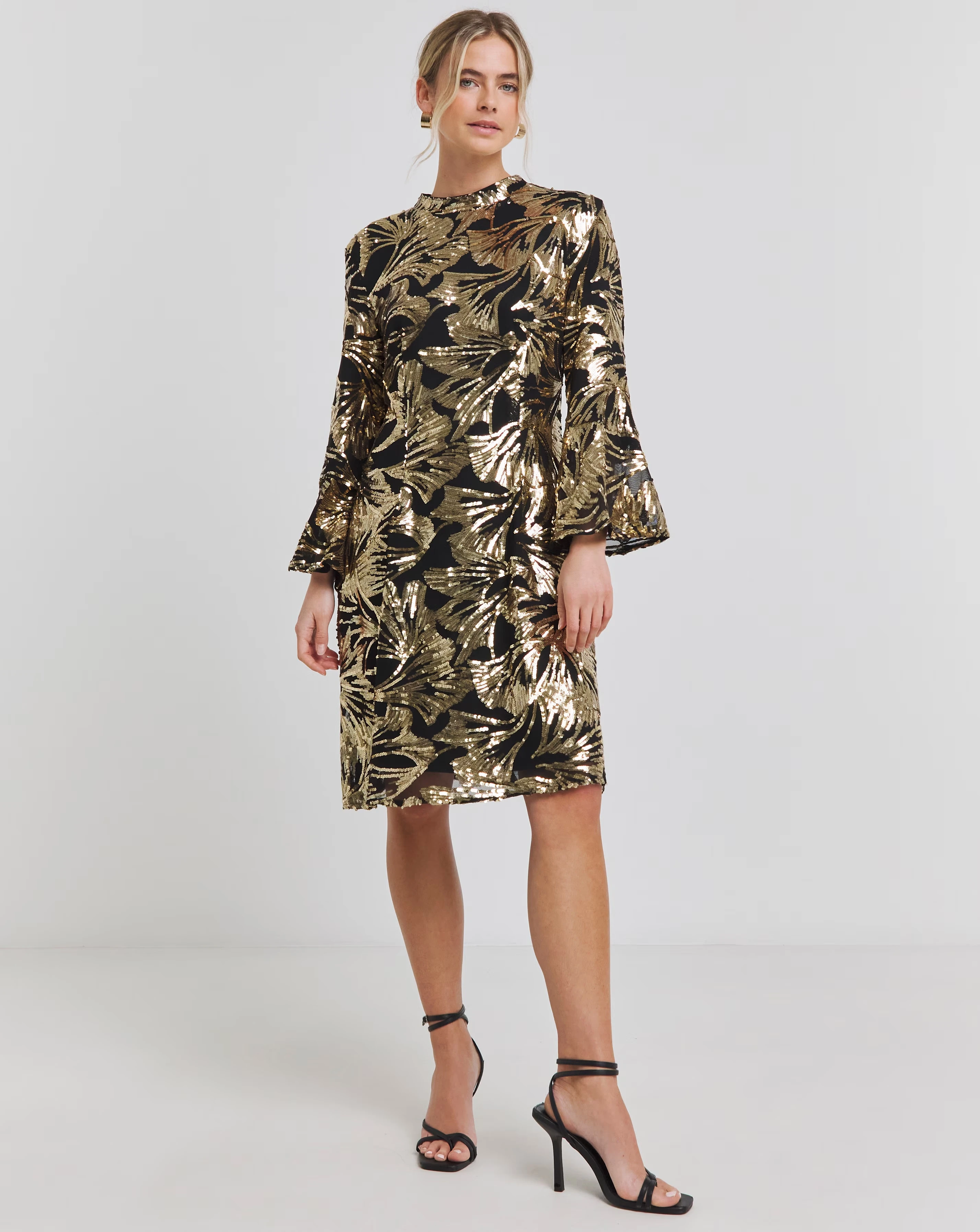 Joanna Hope Gold Sequin Shift Dress