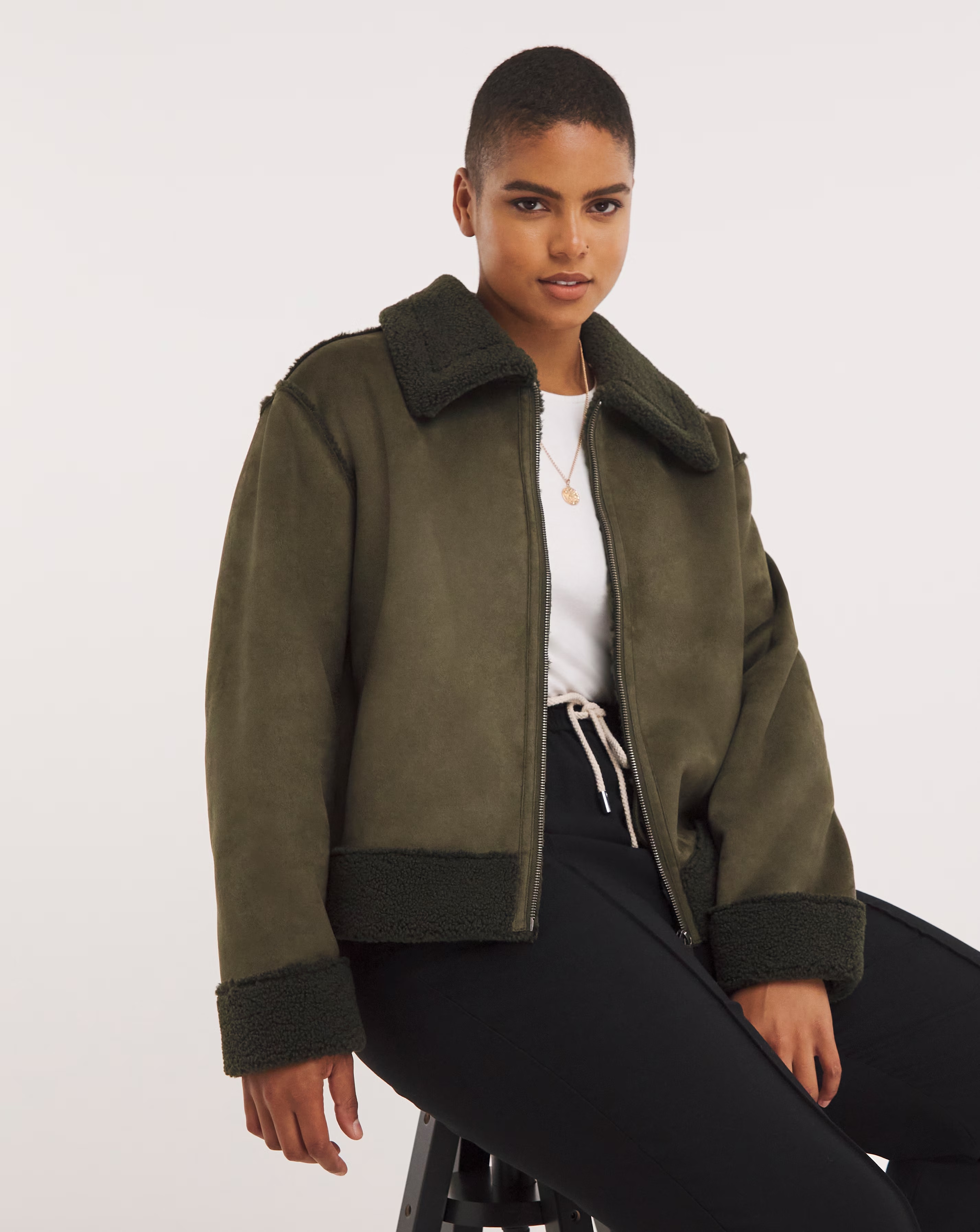 Khaki Zip Through Suedette Aviator 1 31226-khaki-zip-through-suedette-aviator-1.jpg