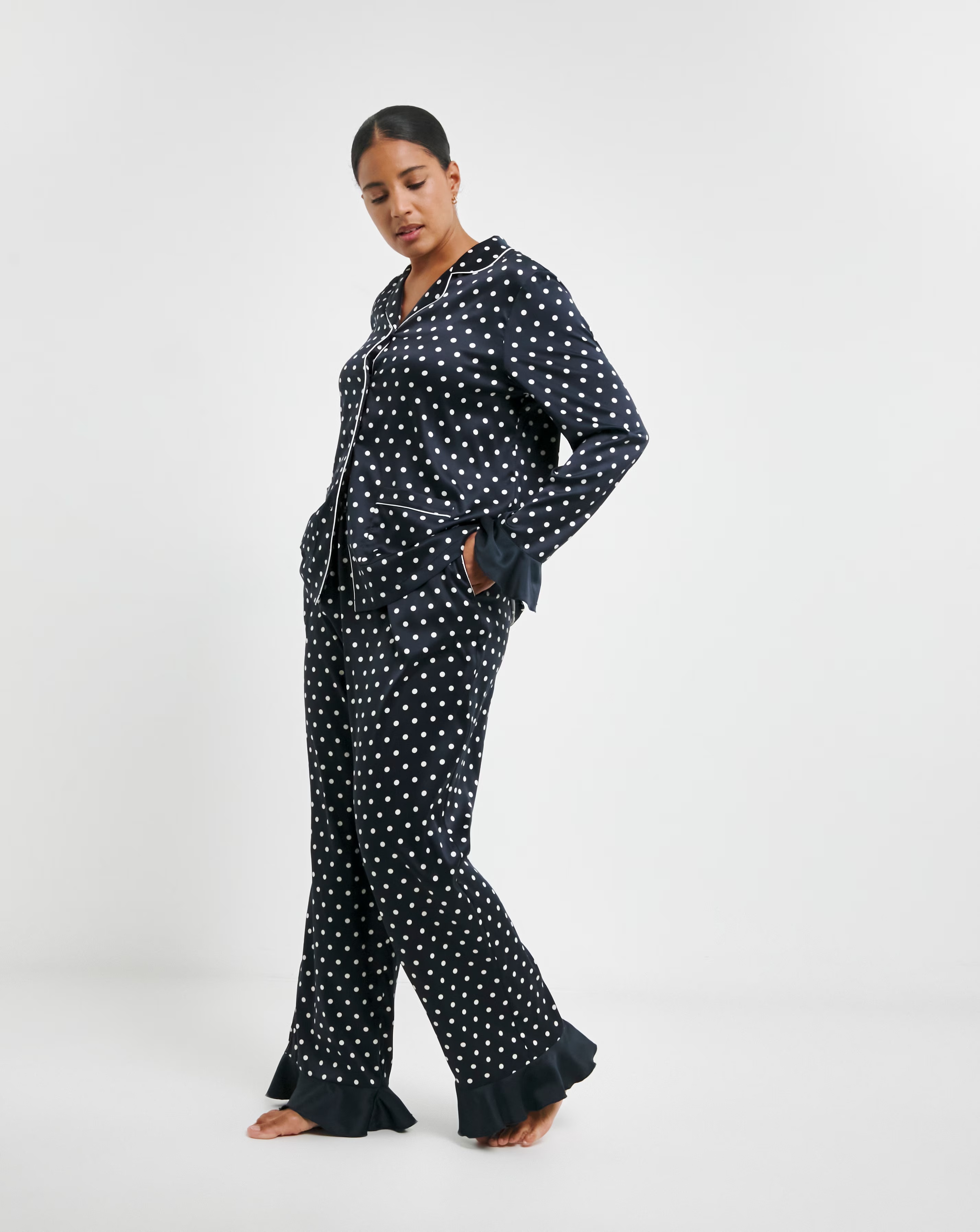 Chelsea Peers Woven Satin Polka Dot Print Pyjama Set