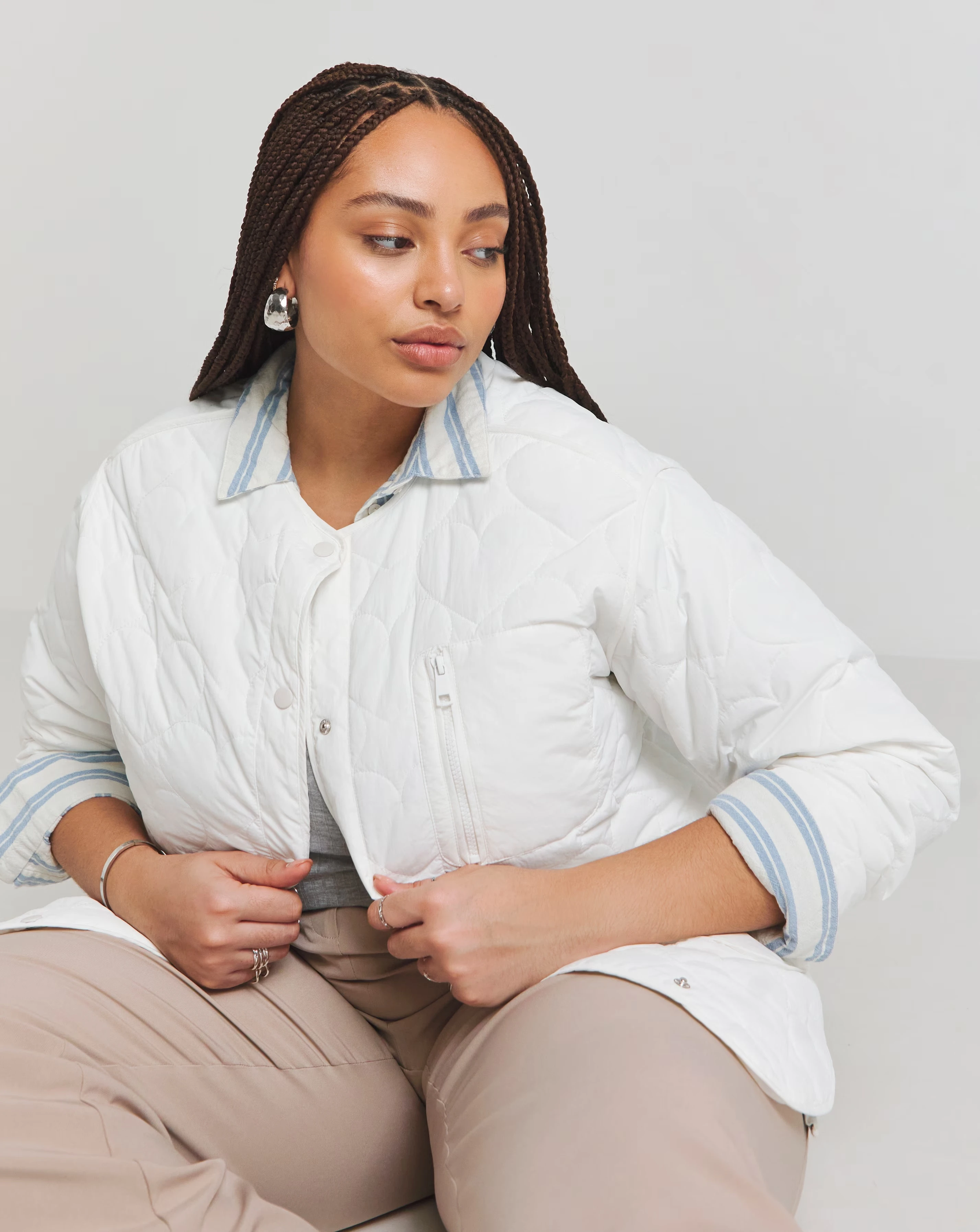 Simply Be White Heart Quilted Jacket