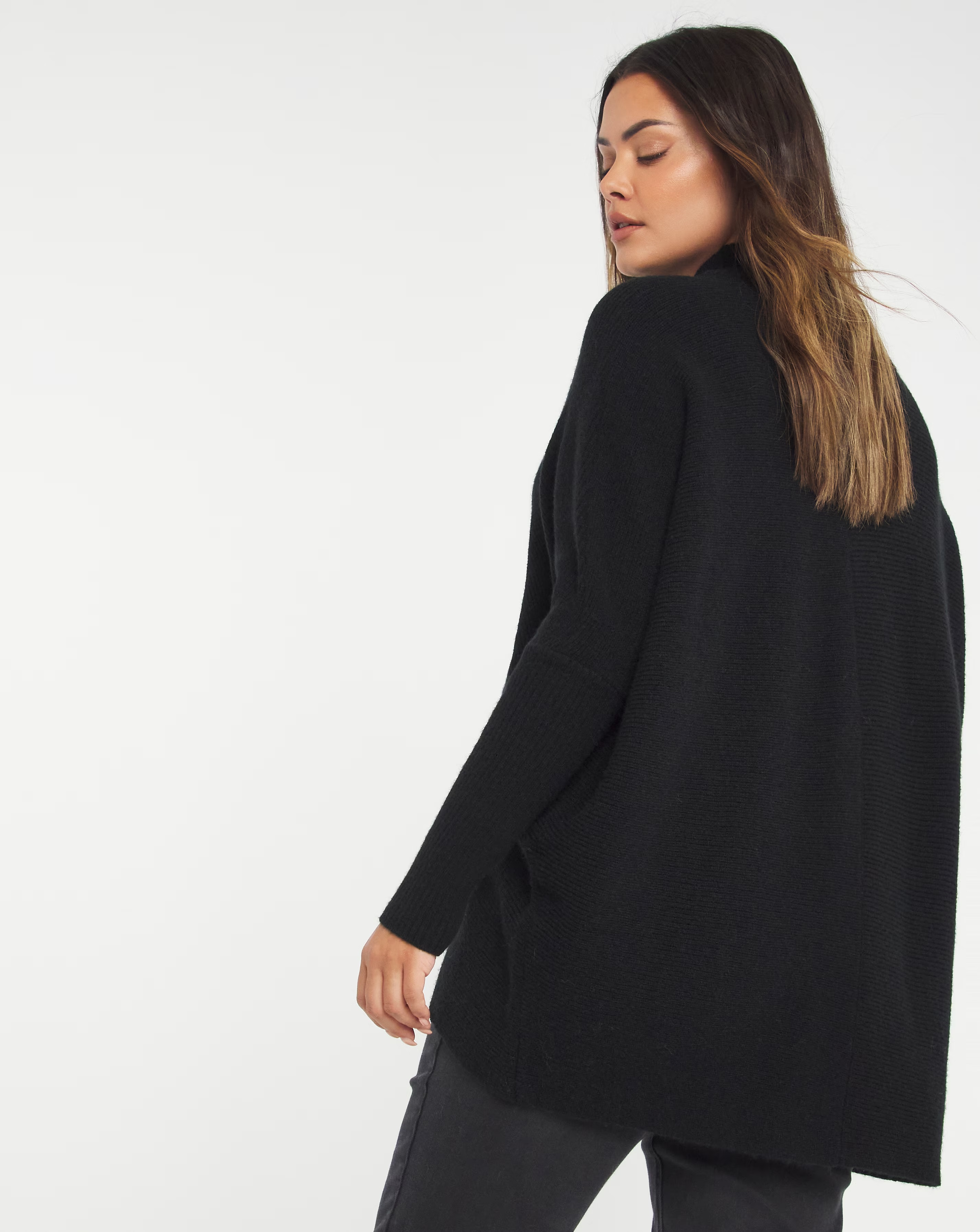 Cosy High Neck Chevron Ribbed Detail Jumper