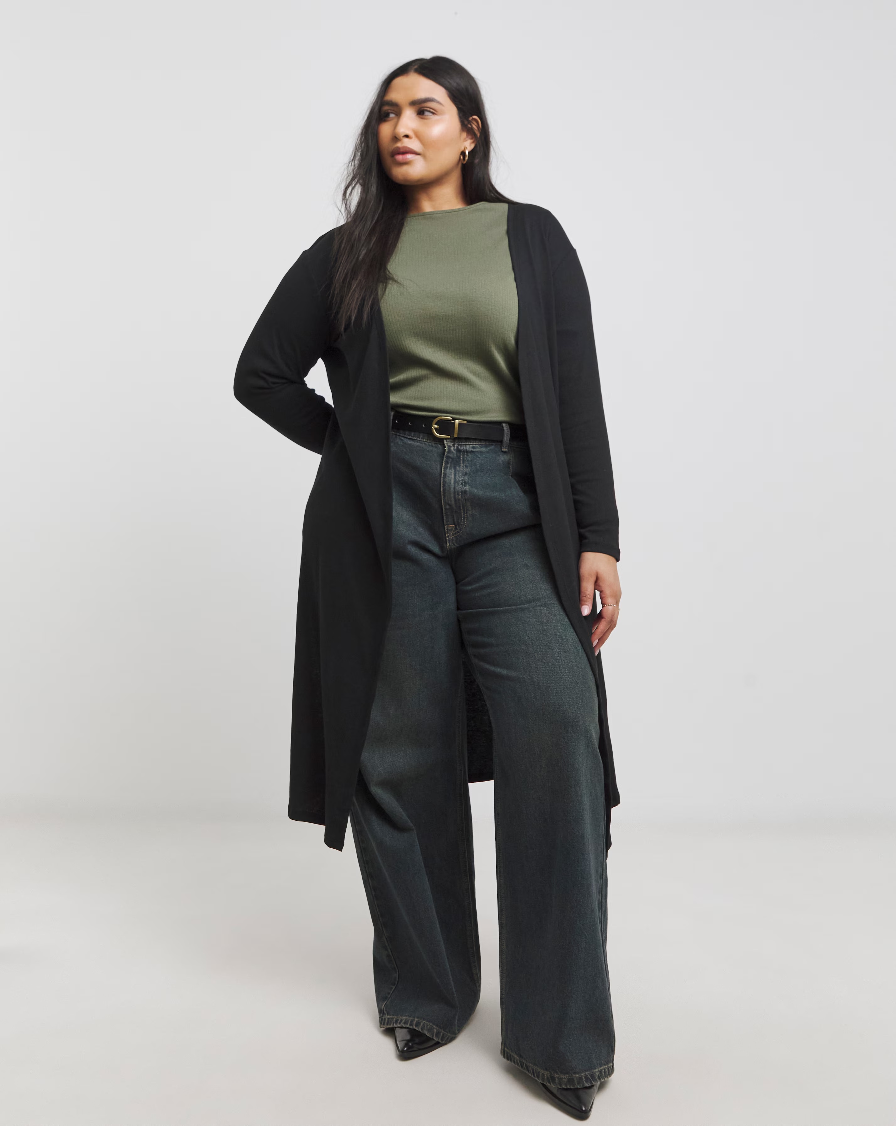 Simply Be Black Ribbed Longline Cardigan
