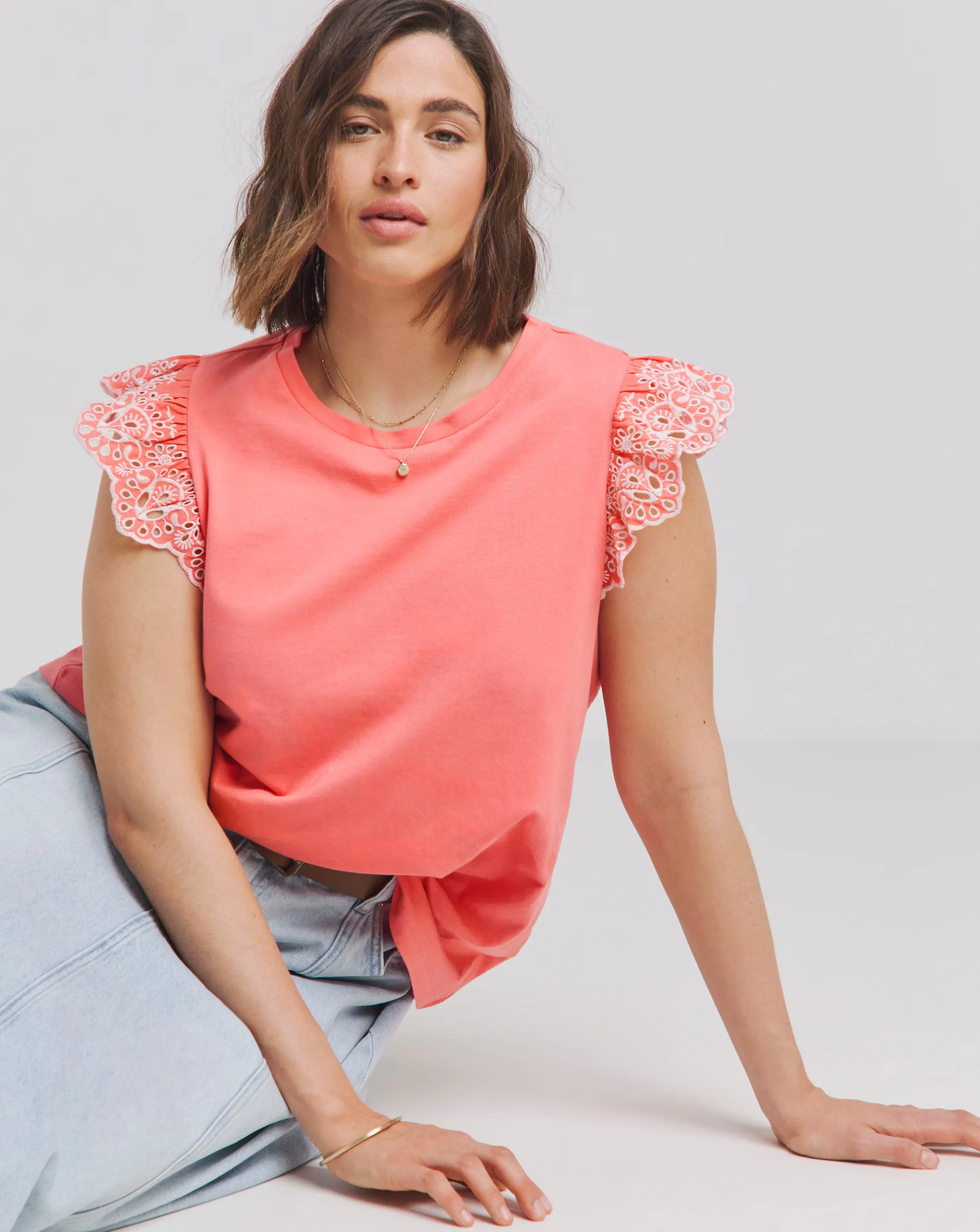 Coral Broderie Sleeve Vest 1 33823-coral-broderie-sleeve-vest-1.webp