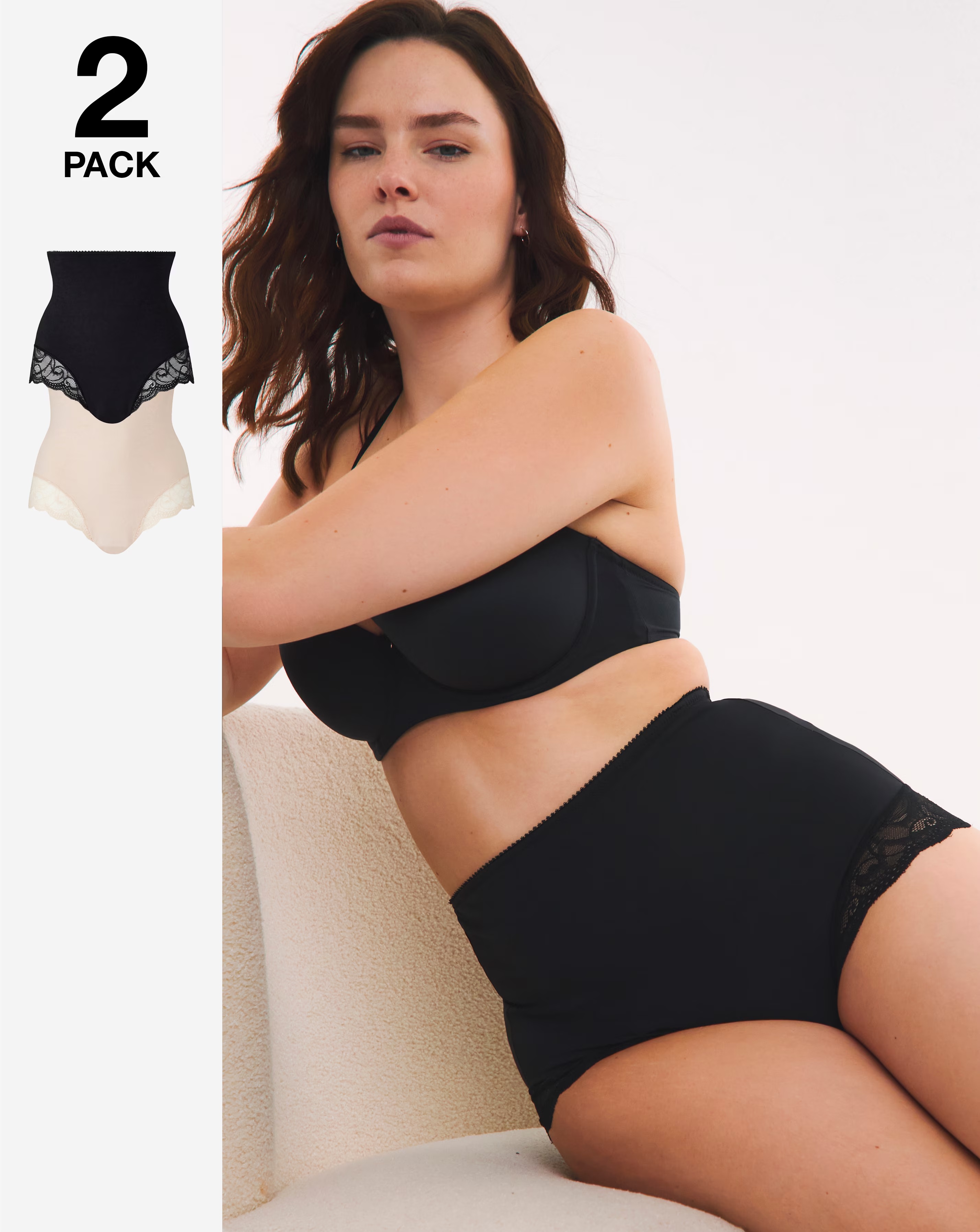 MAGISCULPT Firm Control (2 Pack) Tummy Control High Waist Lace Briefs
