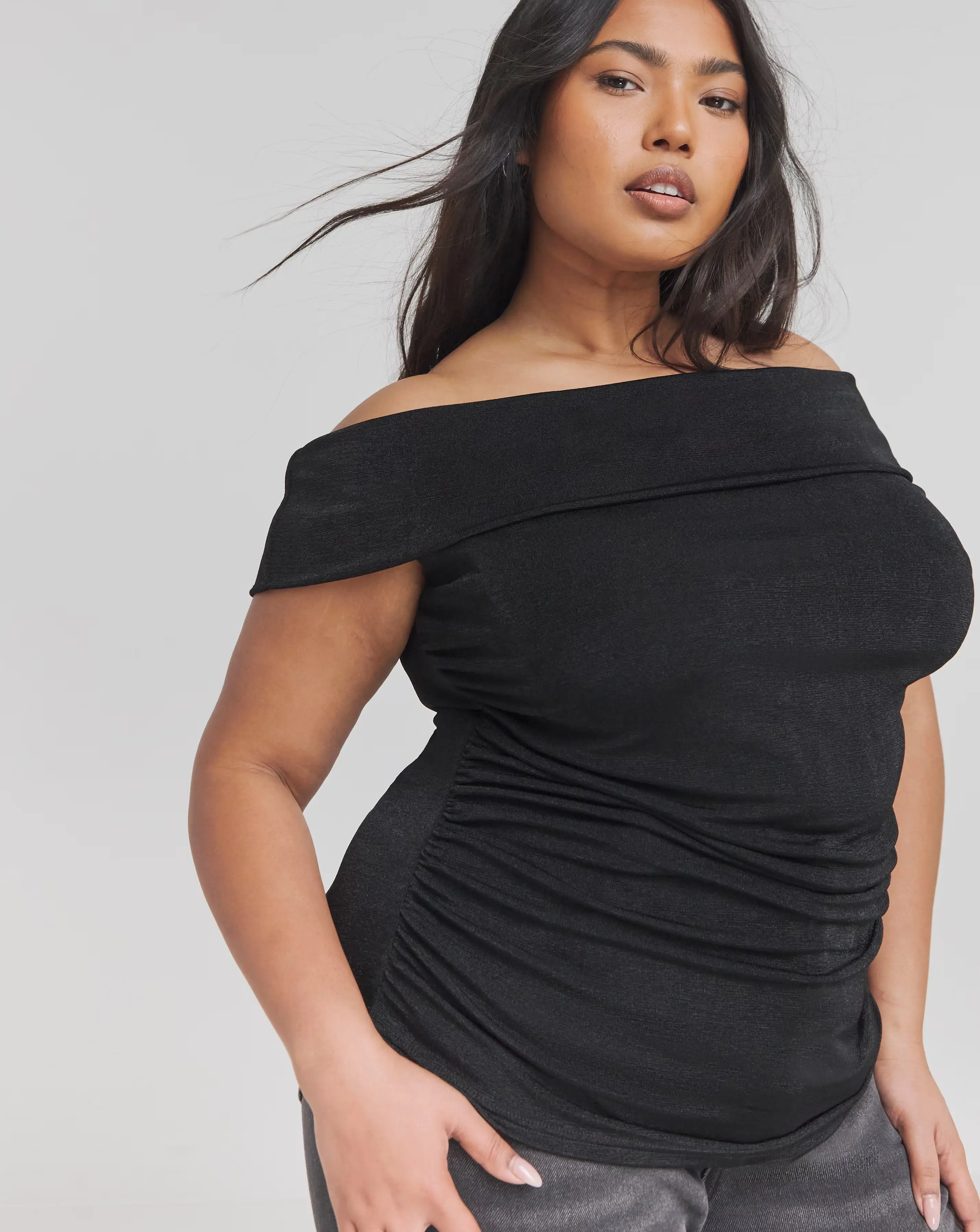 Simply Be Black Slinky Bardot Top
