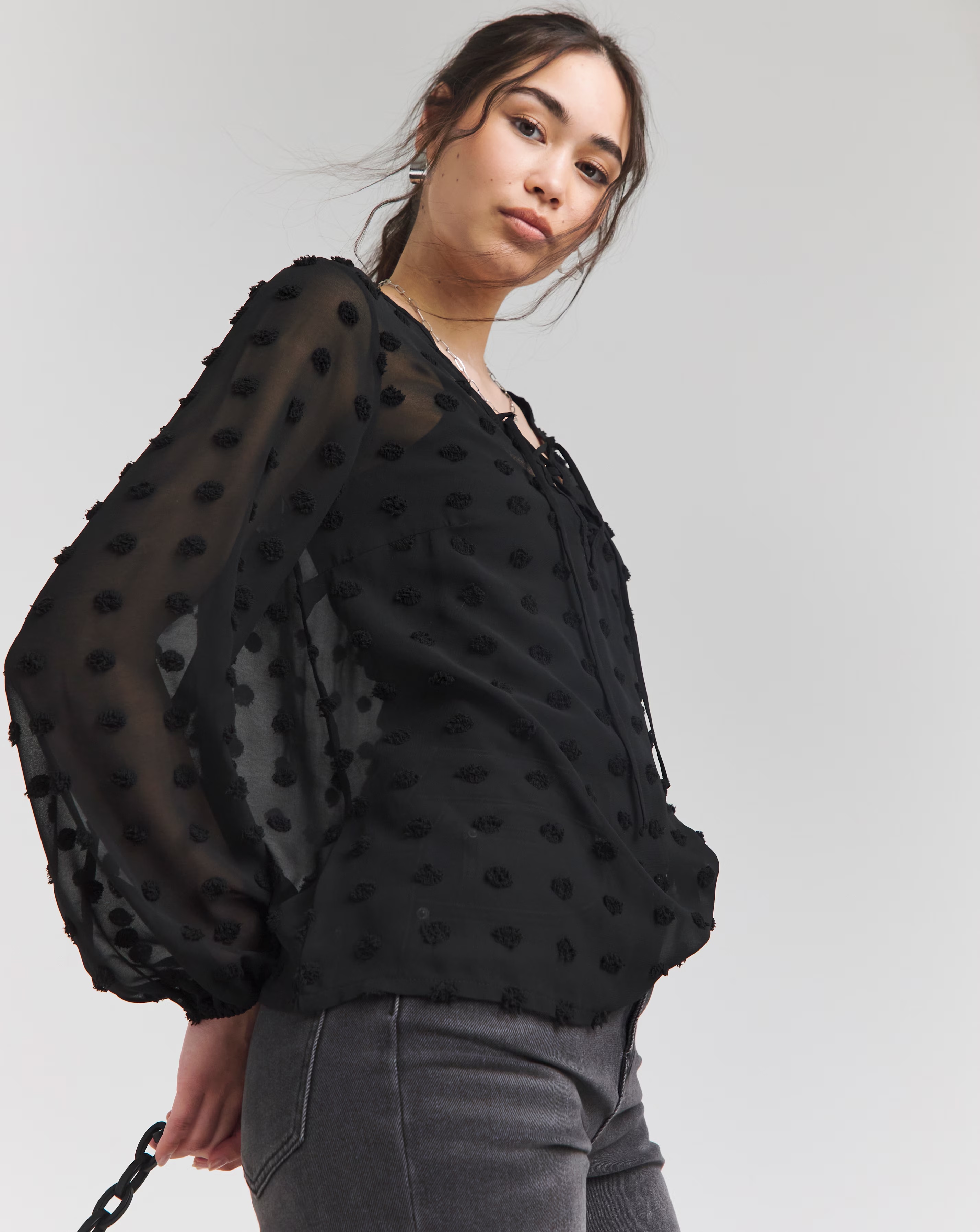 Simply Be Dobby Tie Front Blouse