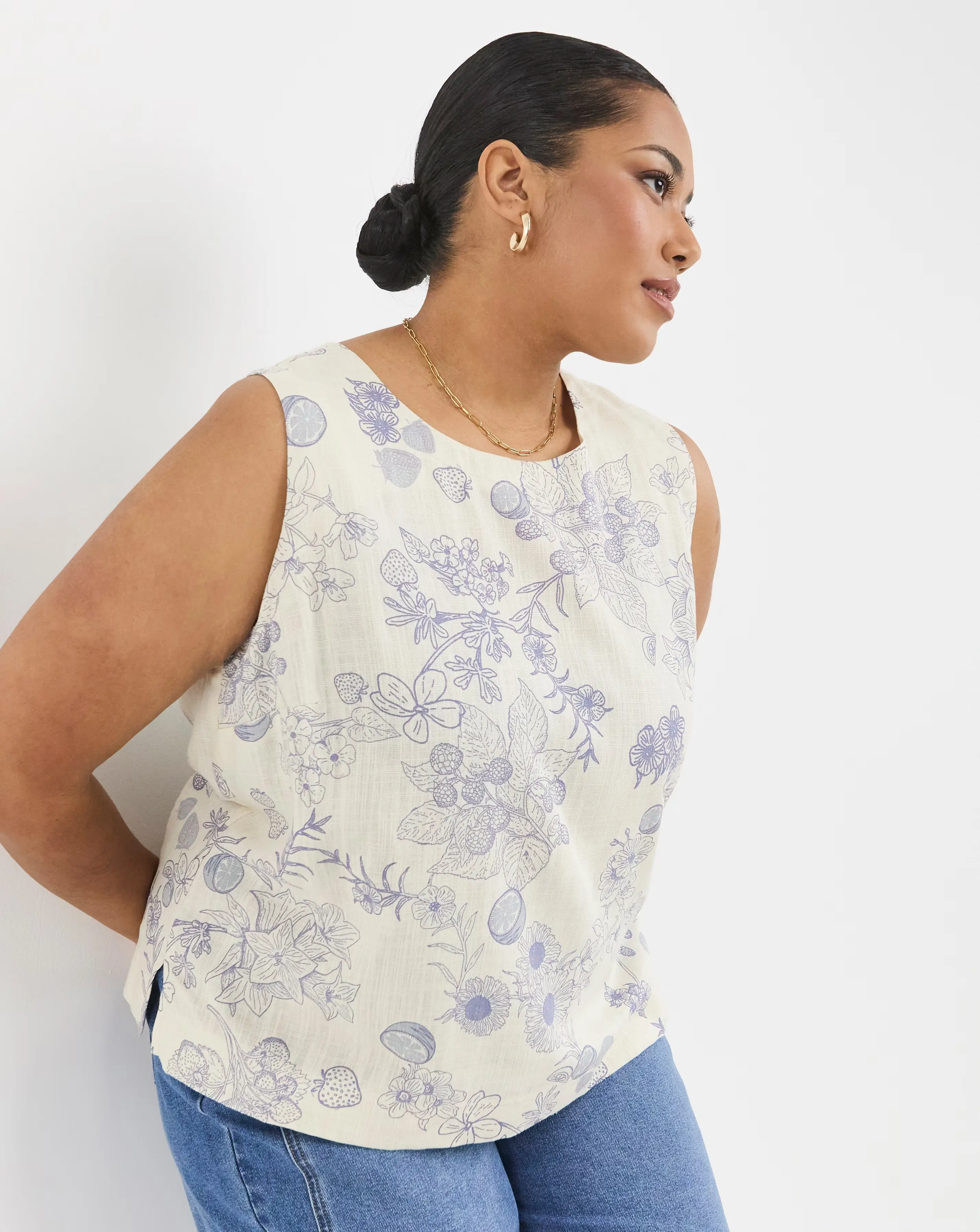 Simply Be Floral Linen Blend Vest Top