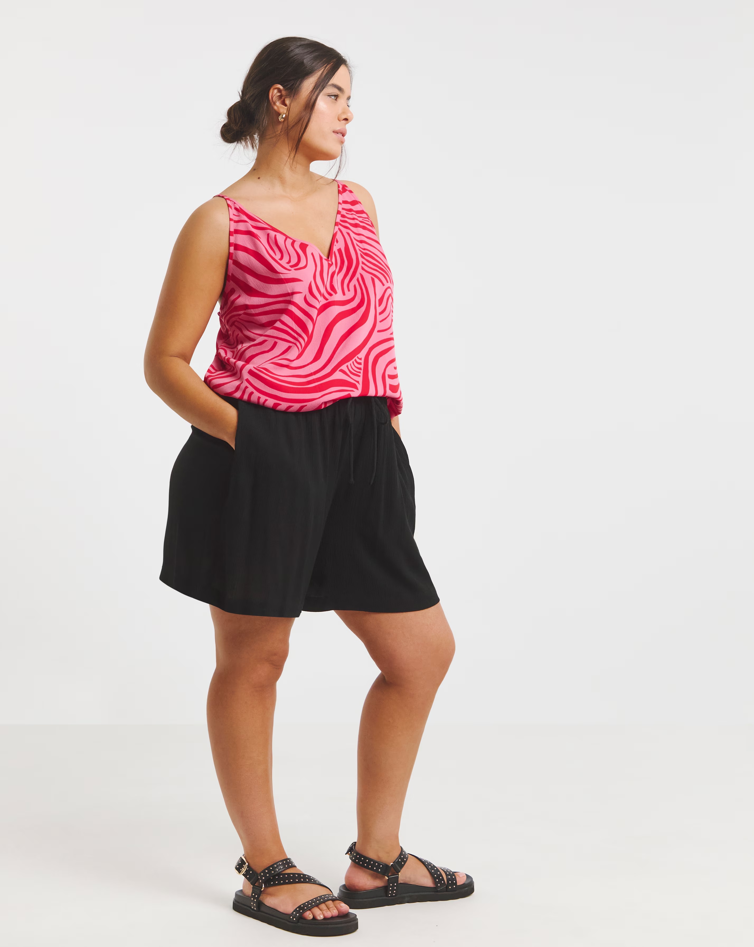 Simply Be Pink Zebra V Neck Cami