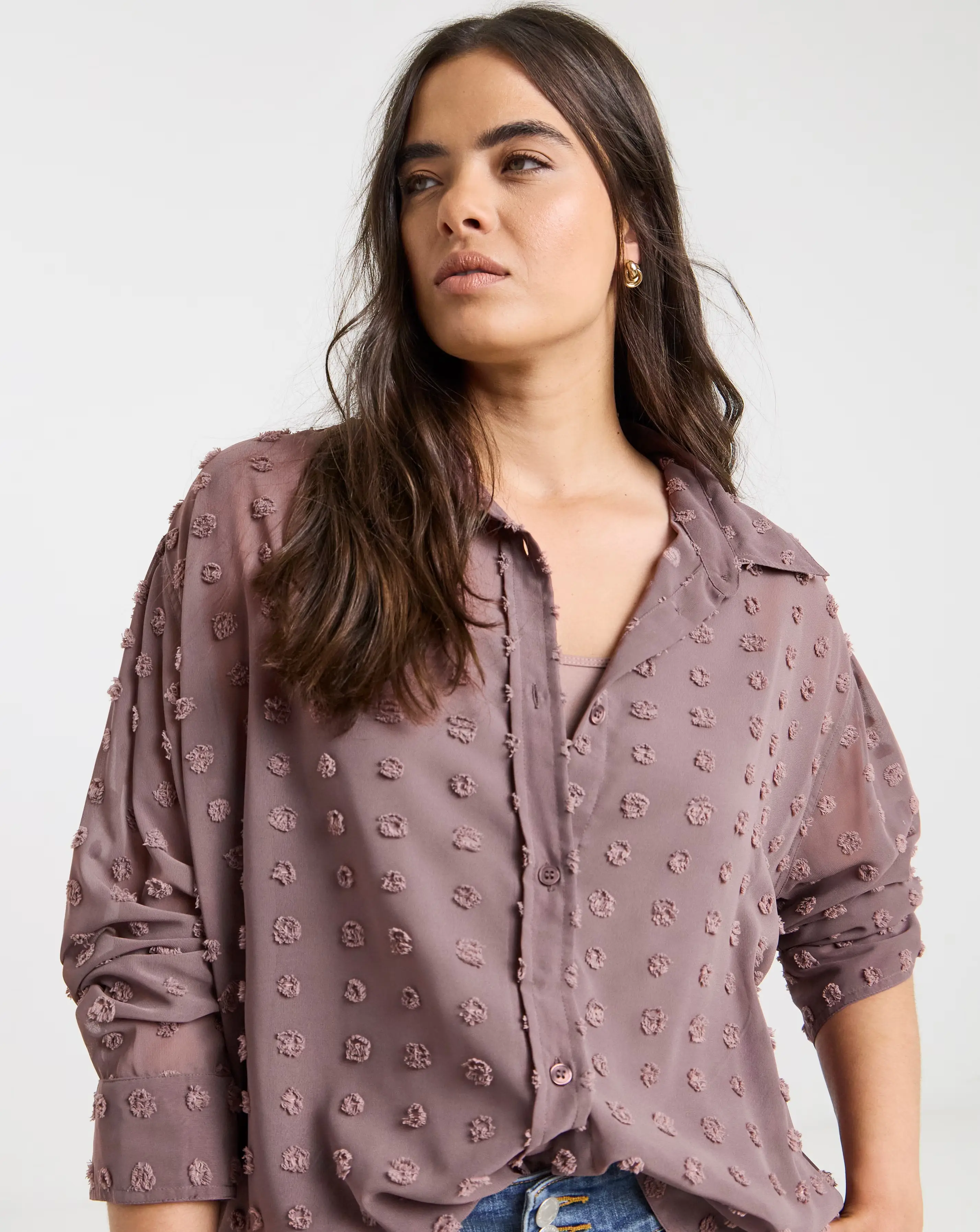 Mauve Oversized Dobby Blouse