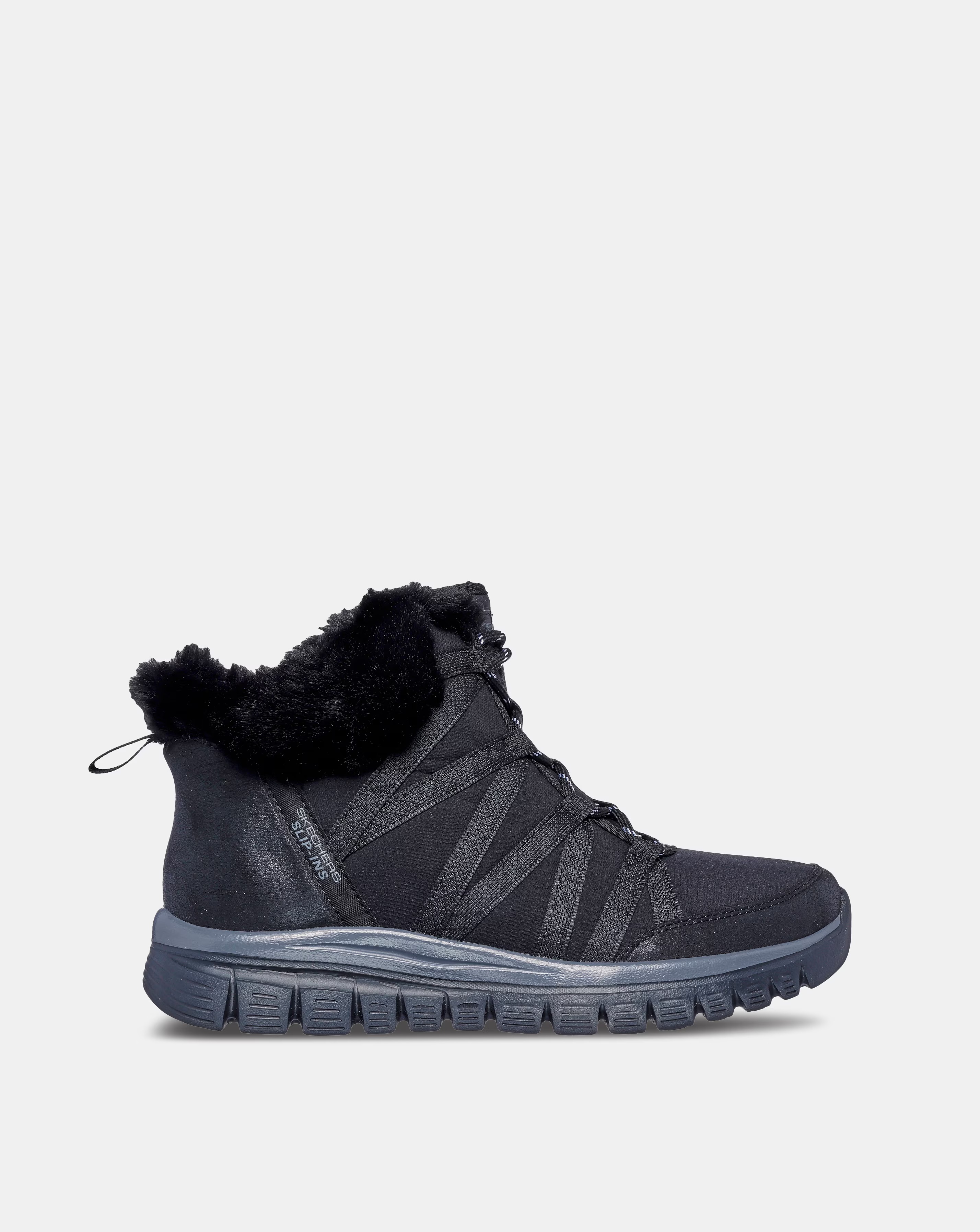Skechers Graceful Slip In Fur Lined Boots Standard Fit