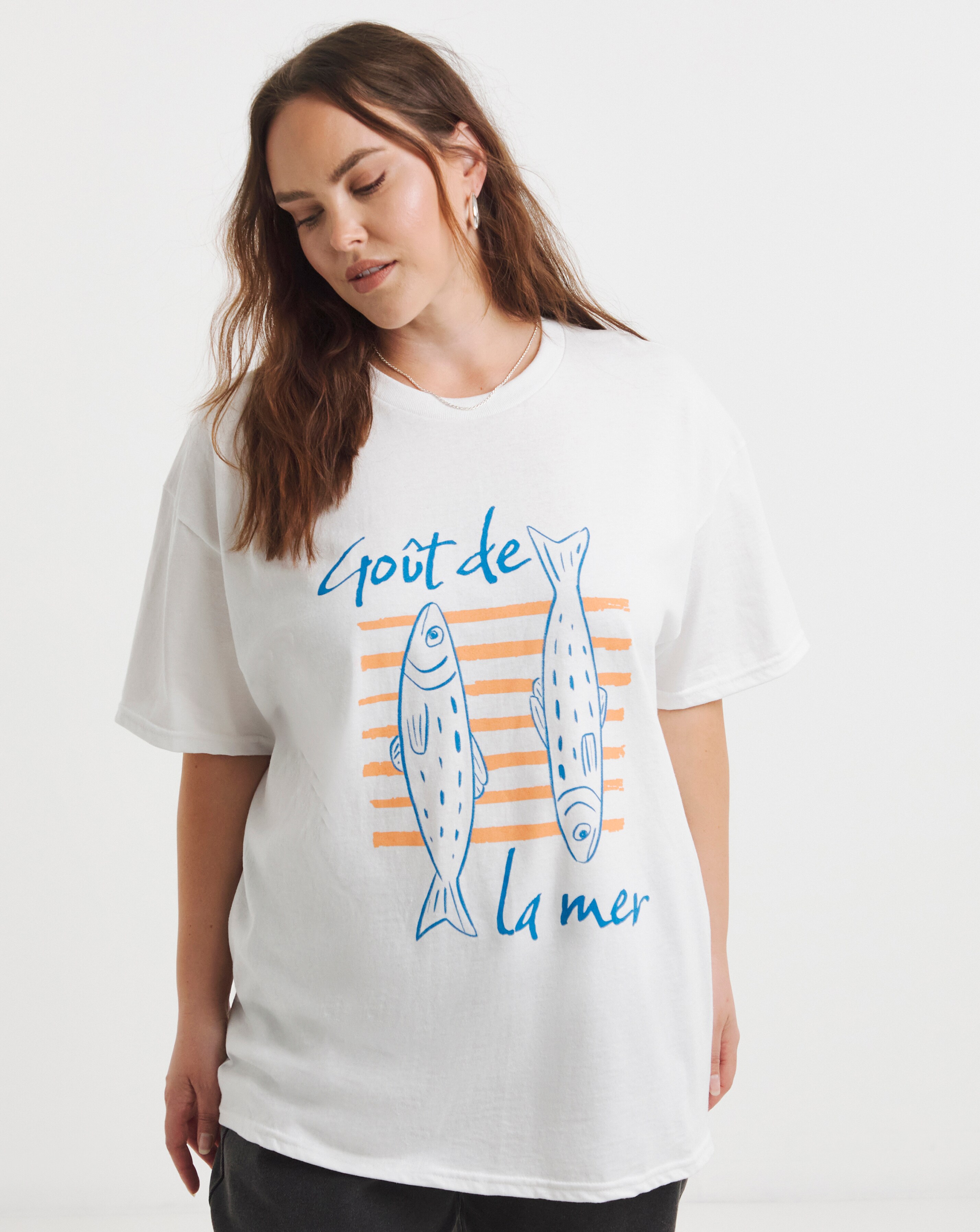 Simply Be White Sardines Slogan T-Shirt