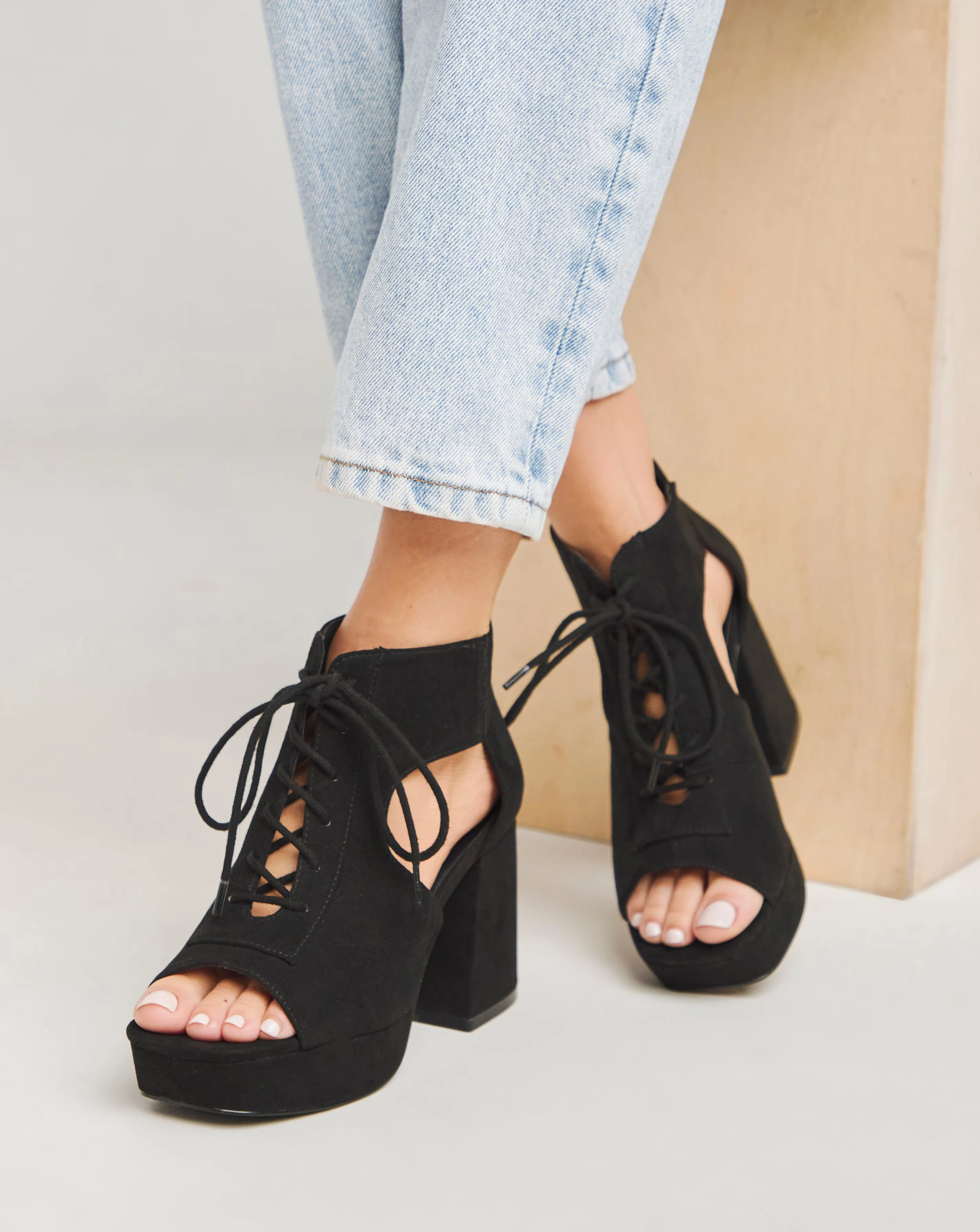 Avar Strappy Heeled Shoe Boots - Extra Wide Fit (EEE)