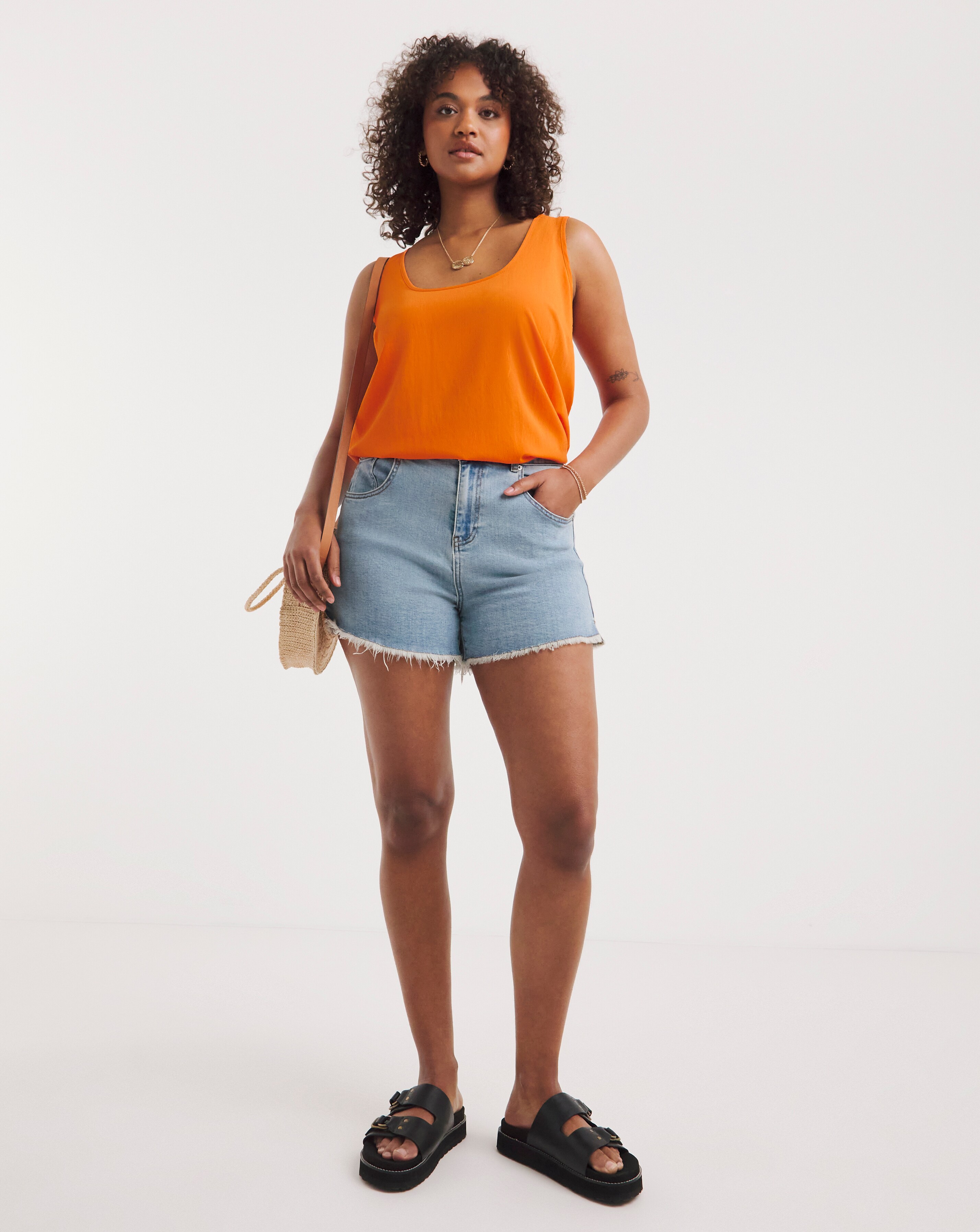Orange Lightweight Scoop Neck Vest Top