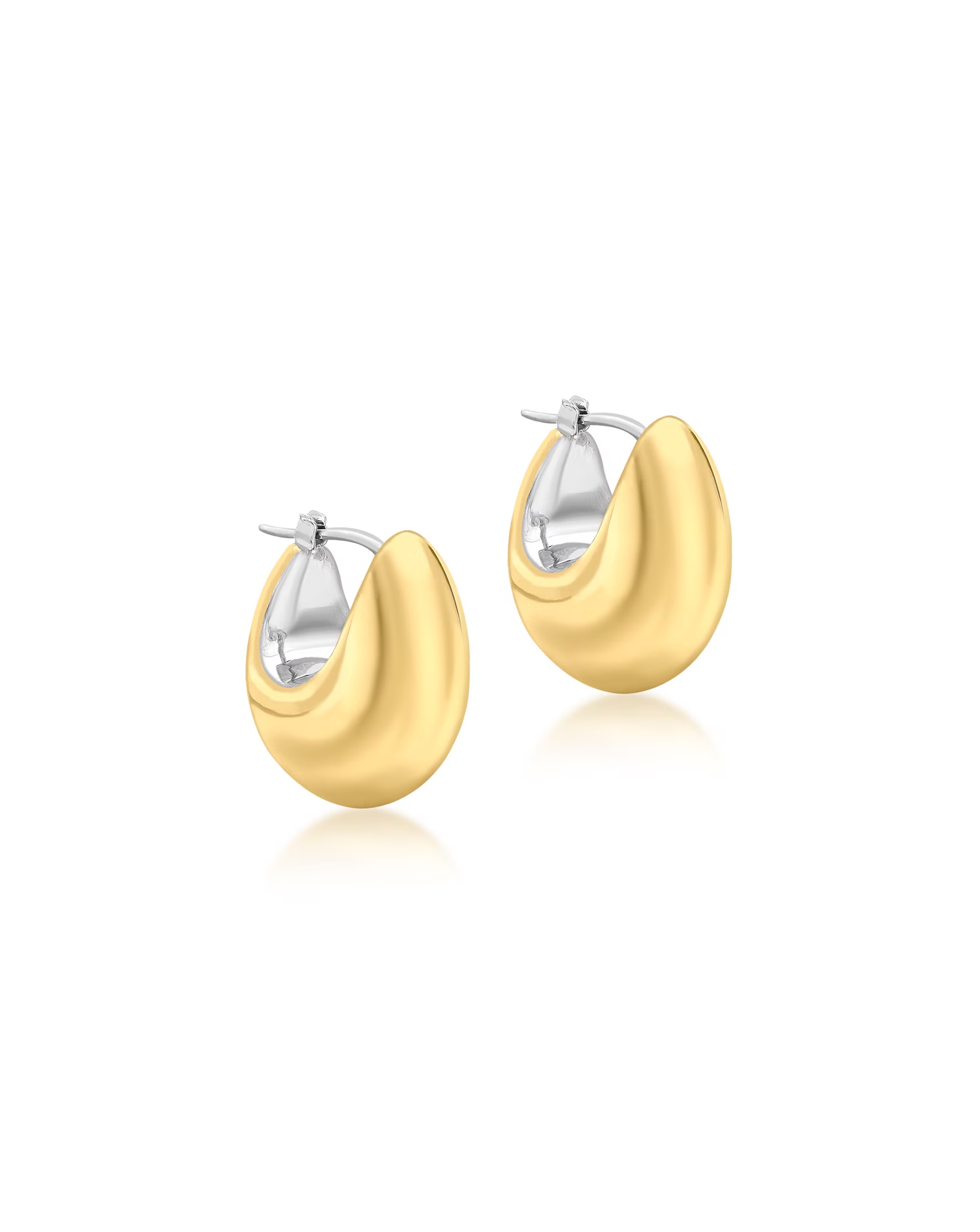 9ct 2-Tone Gold Electroform Hoop Earrings