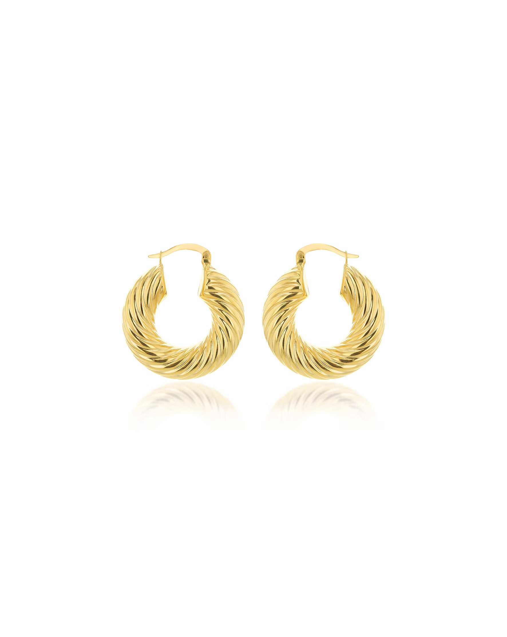 9ct Yellow Gold Thick Twist  Hoop Earrings