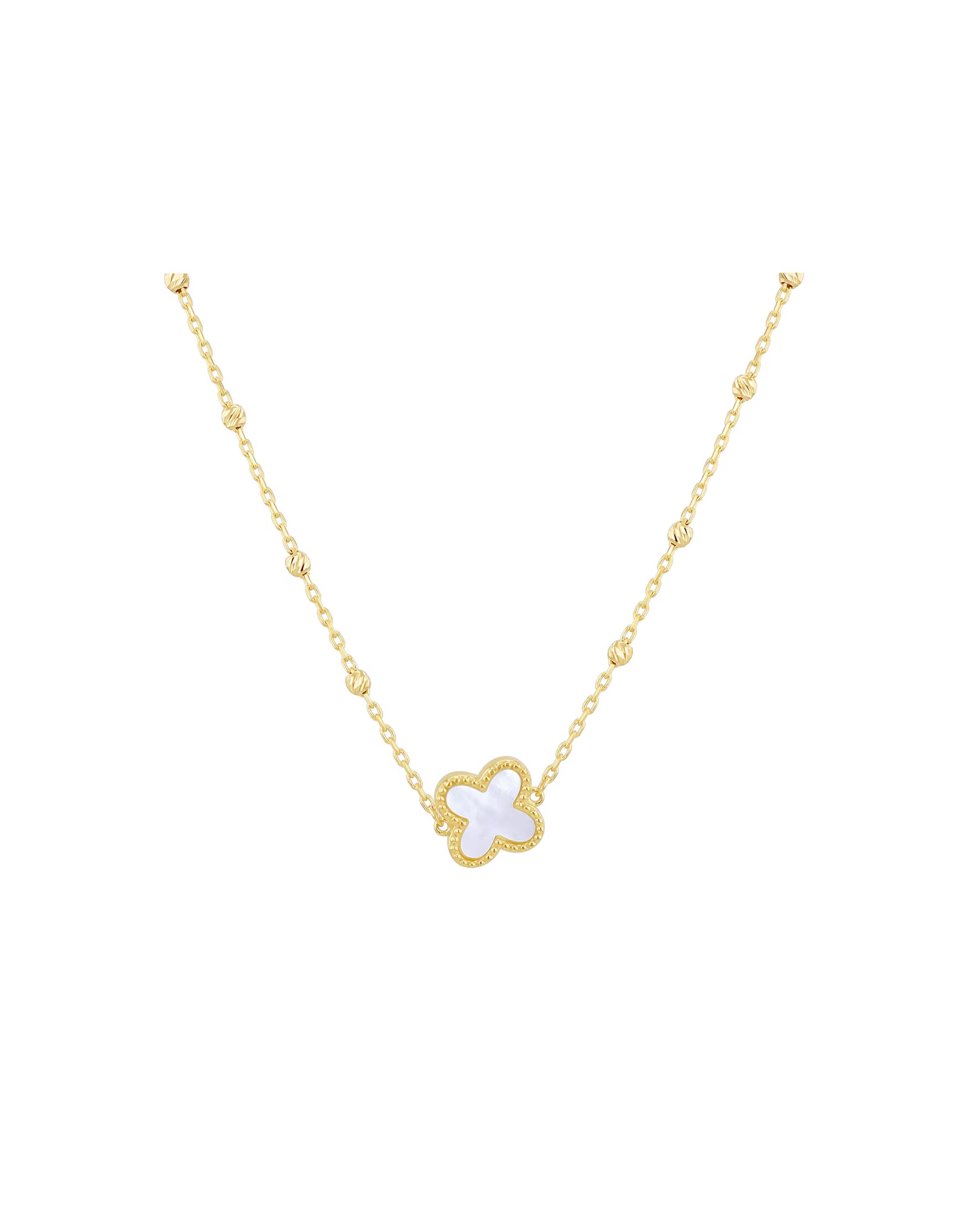 9ct Yellow Gold Mother of Pearl Clover Necklace