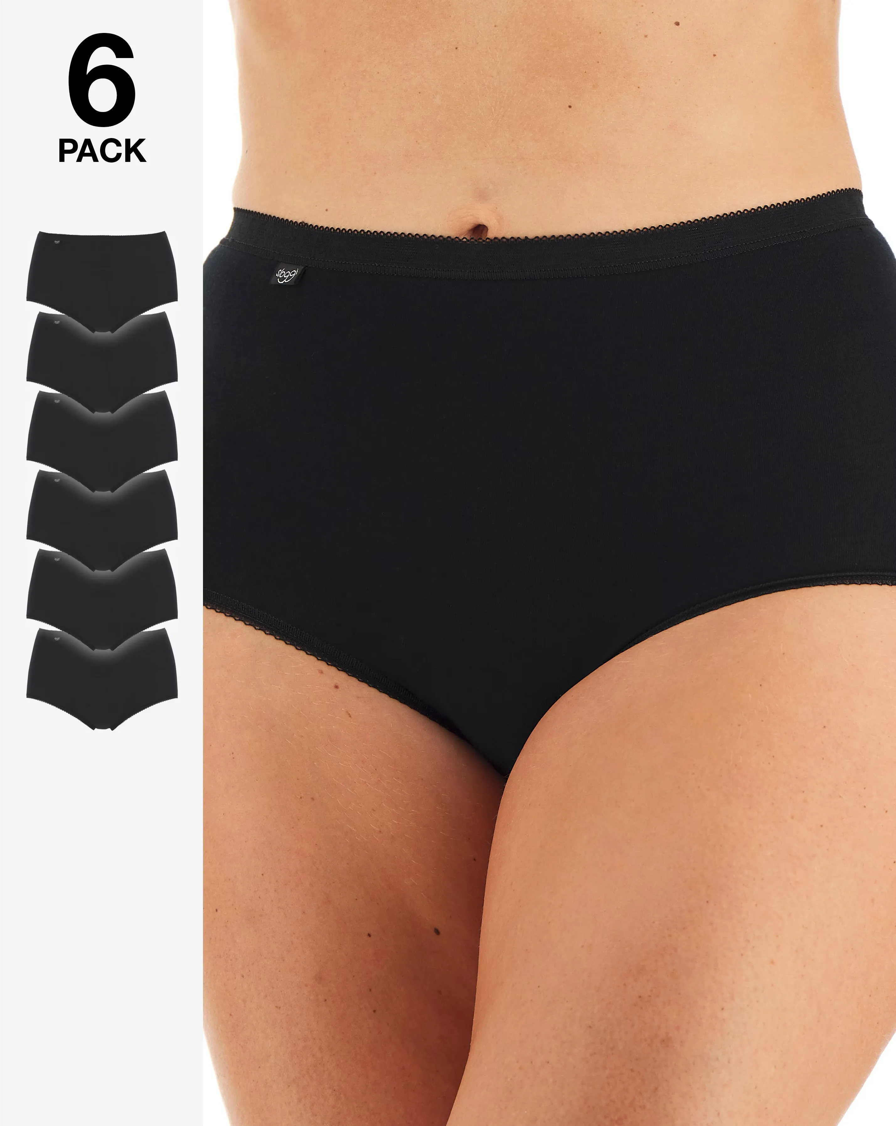 Sloggi (6 Pack) Cotton Basic Maxi Knickers, Black, Skintone or White 1 44609-sloggi-6-pack-cotton-basic-maxi-knickers-black-skintone-or-white-1.webp