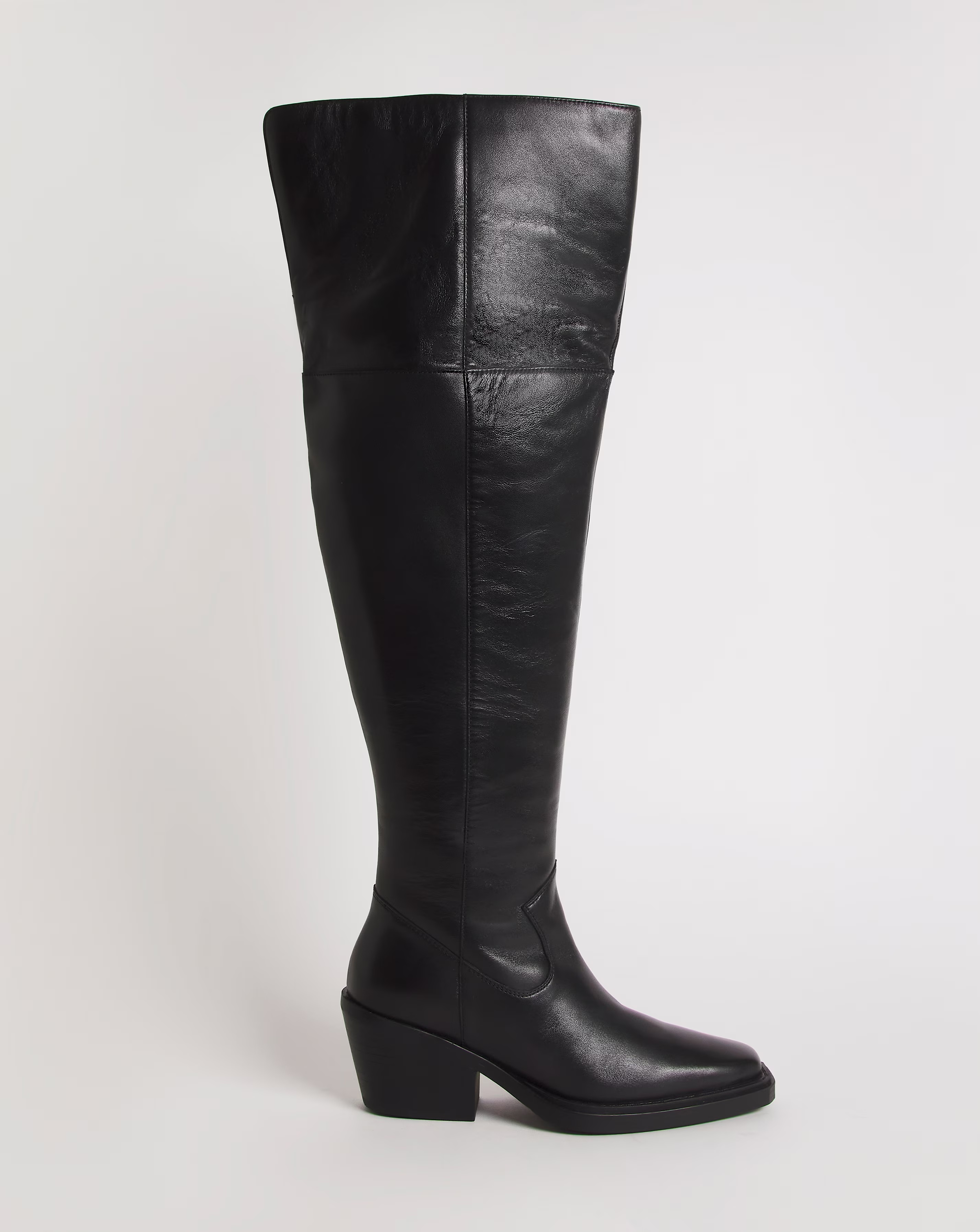 Zena Leather Western Cowboy Over The Knee Boots Extra Wide EEE Fit Curvy Calf