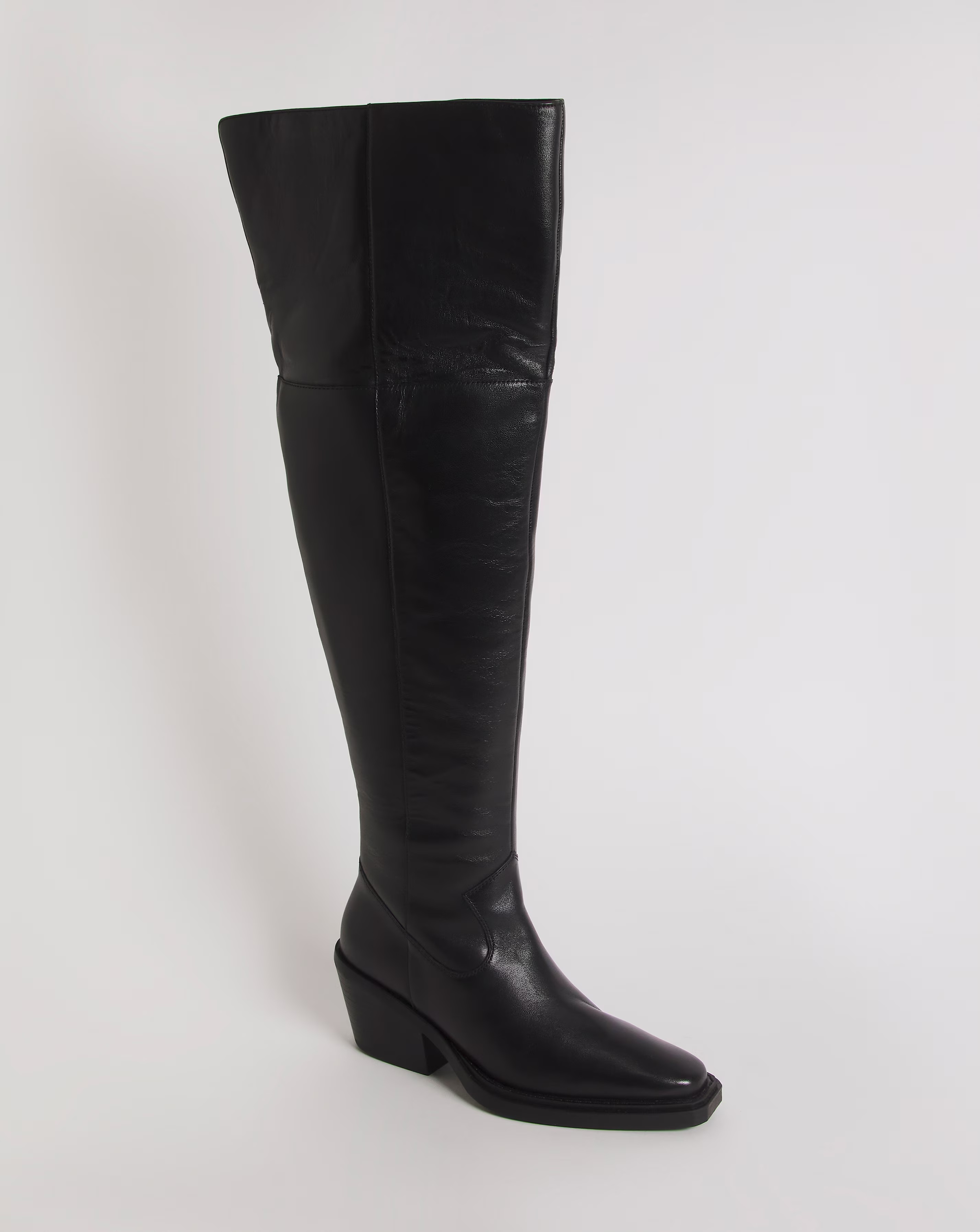 Zena Leather Western Cowboy Over The Knee Boots Extra Wide EEE Fit Curvy Calf
