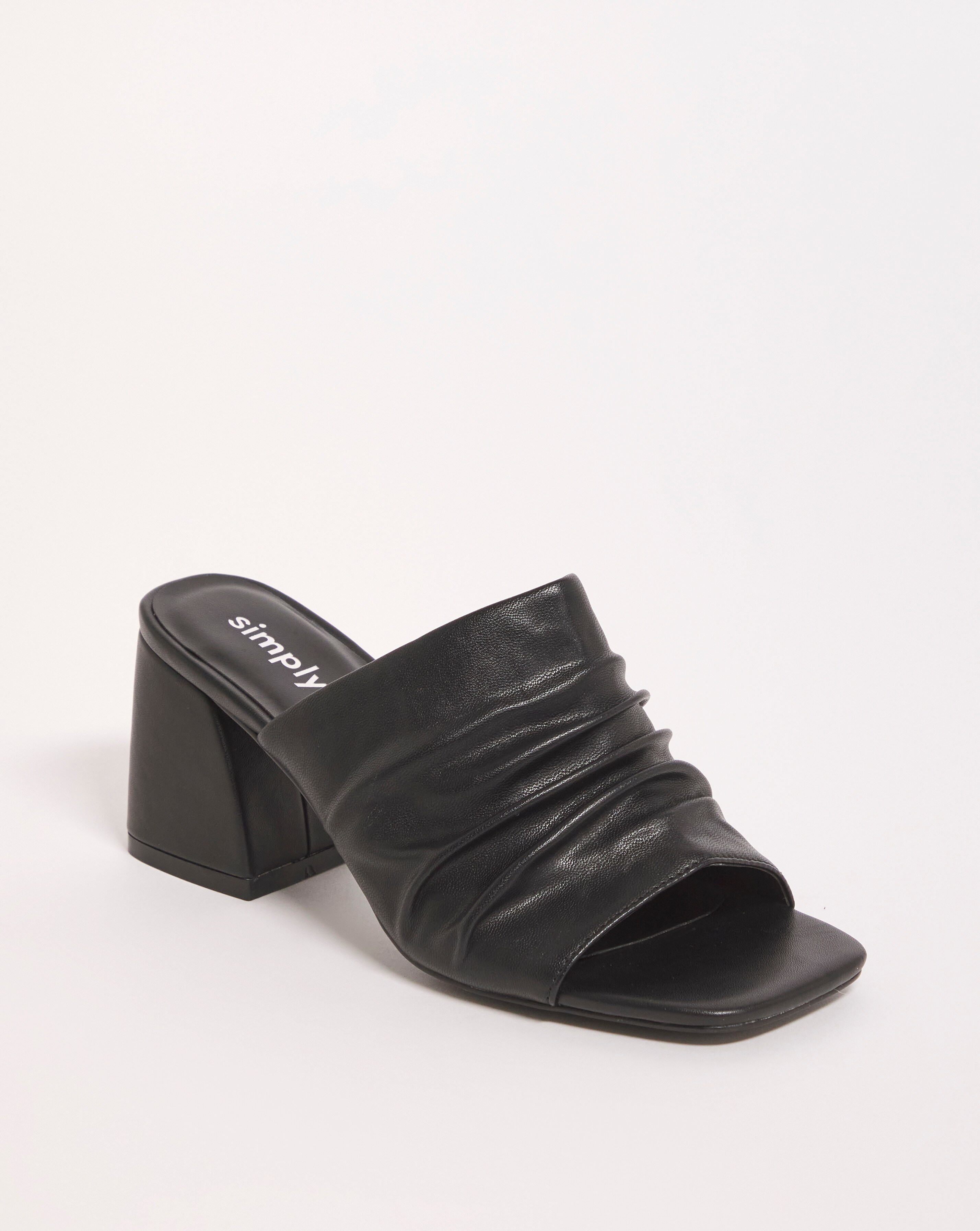 Elissa Ruched Heeled Mule Sandals - Wide Fit (E)