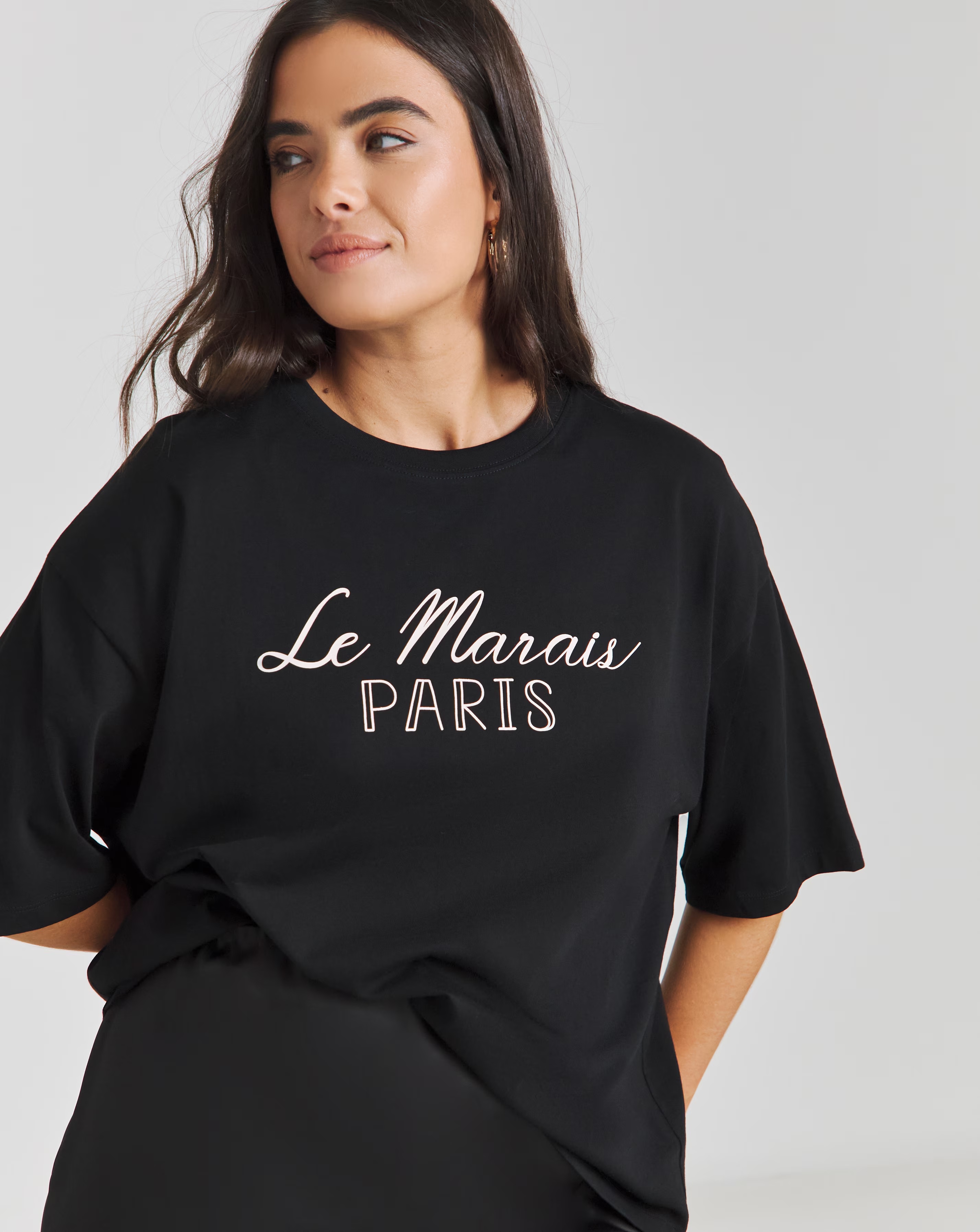 Black Oversized Paris Graphic T-Shirt