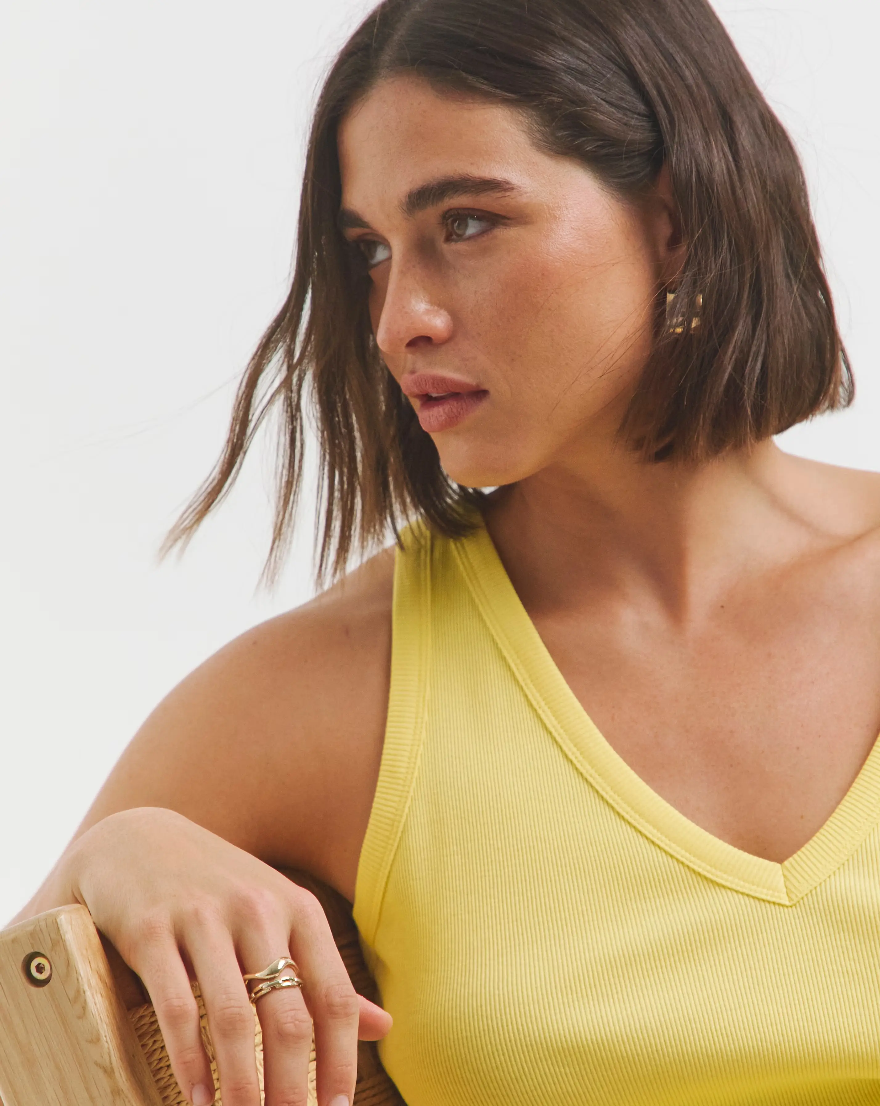 Yellow V Neck Tank