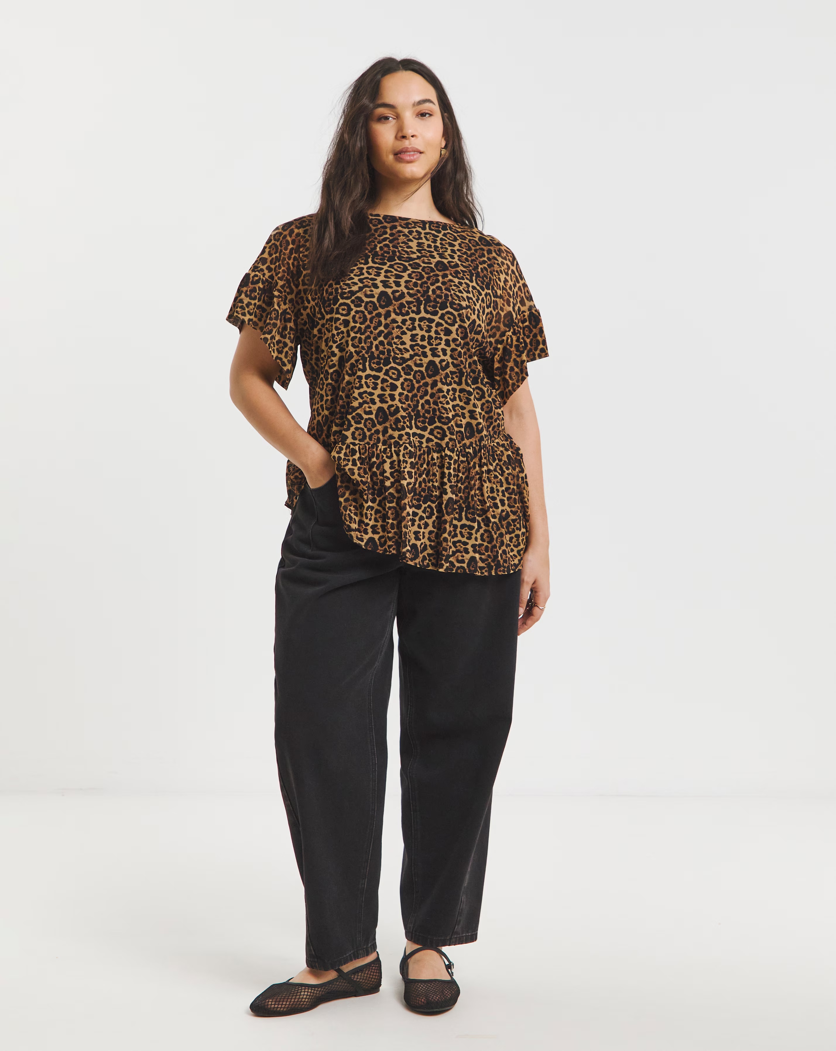 Leopard Print Asymetric Top