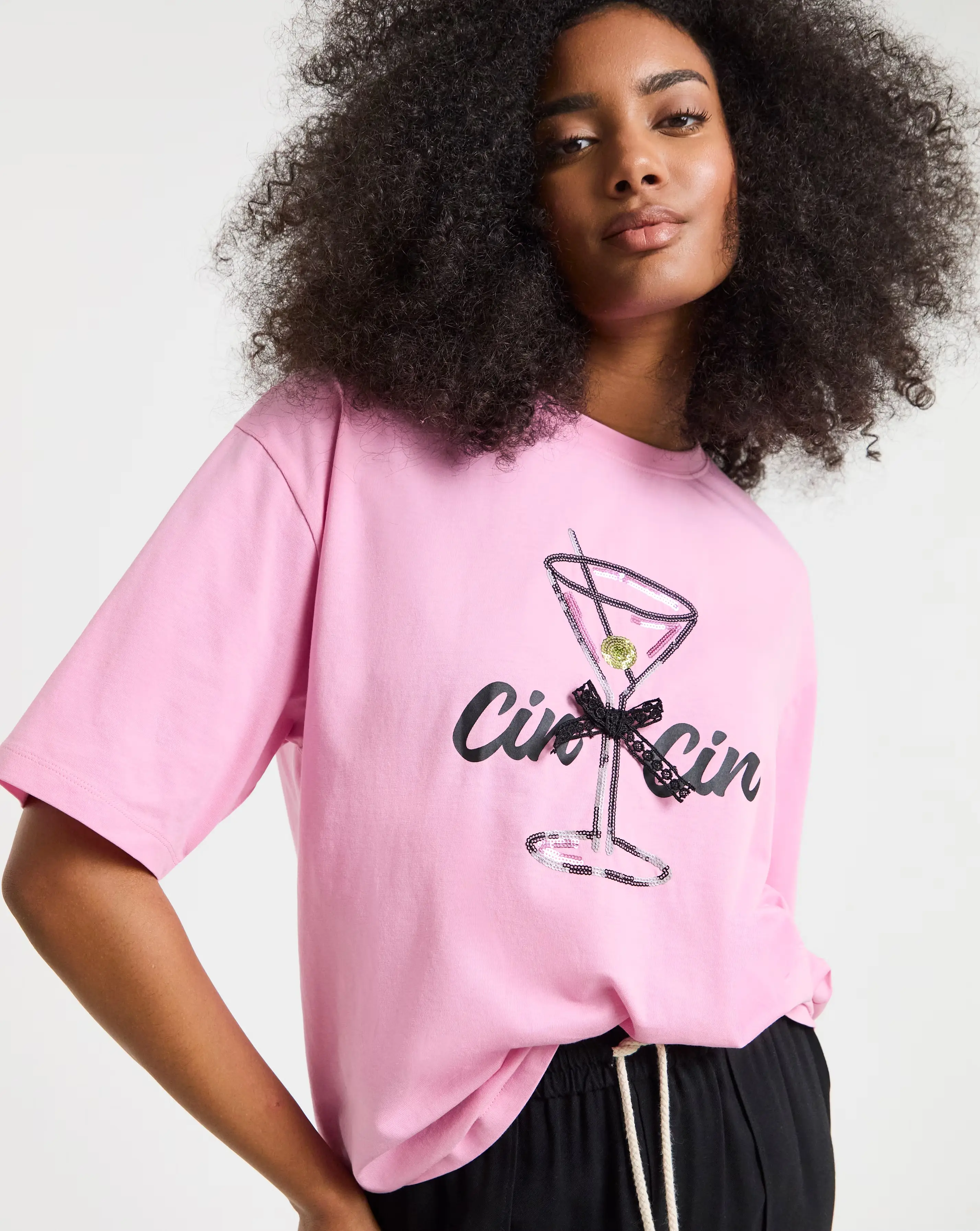 Simply Be Pink Dirty Martini Graphic T-Shirt