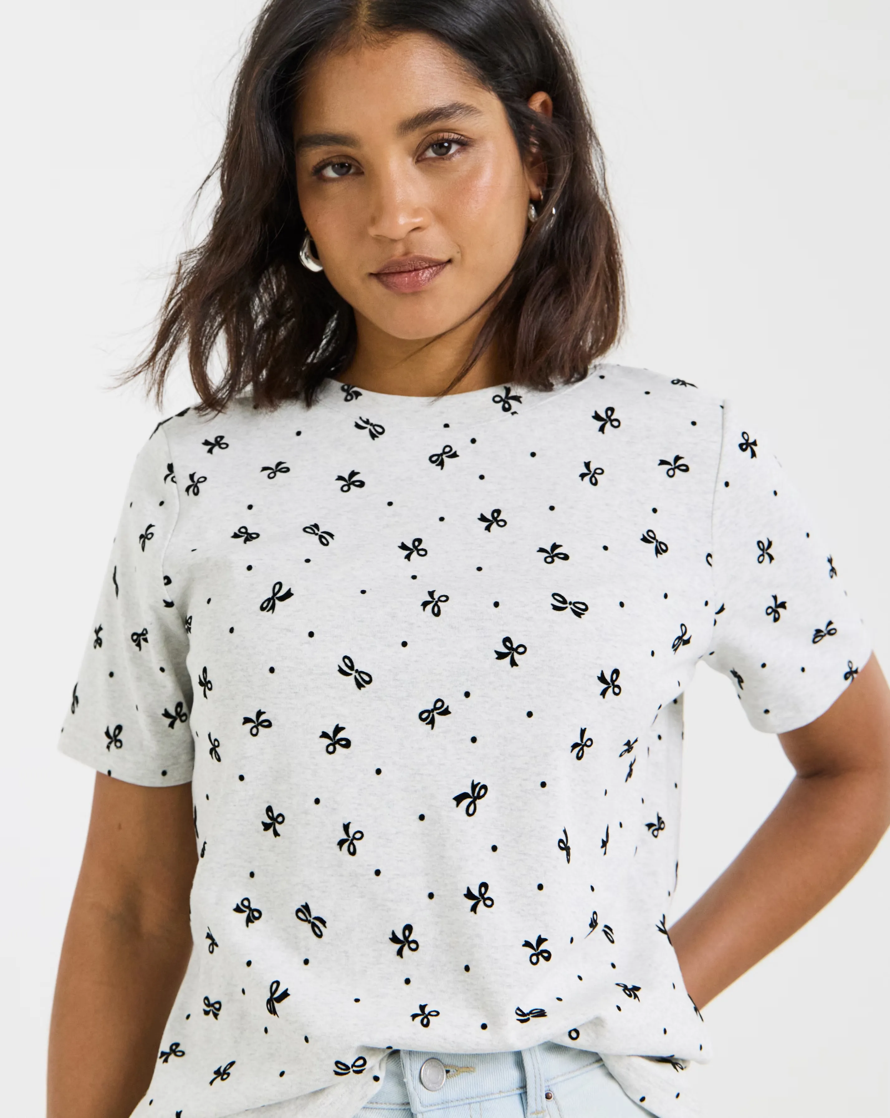 Grey Marl Bow Print T-Shirt 1 47548-grey-marl-bow-print-t-shirt-1.webp