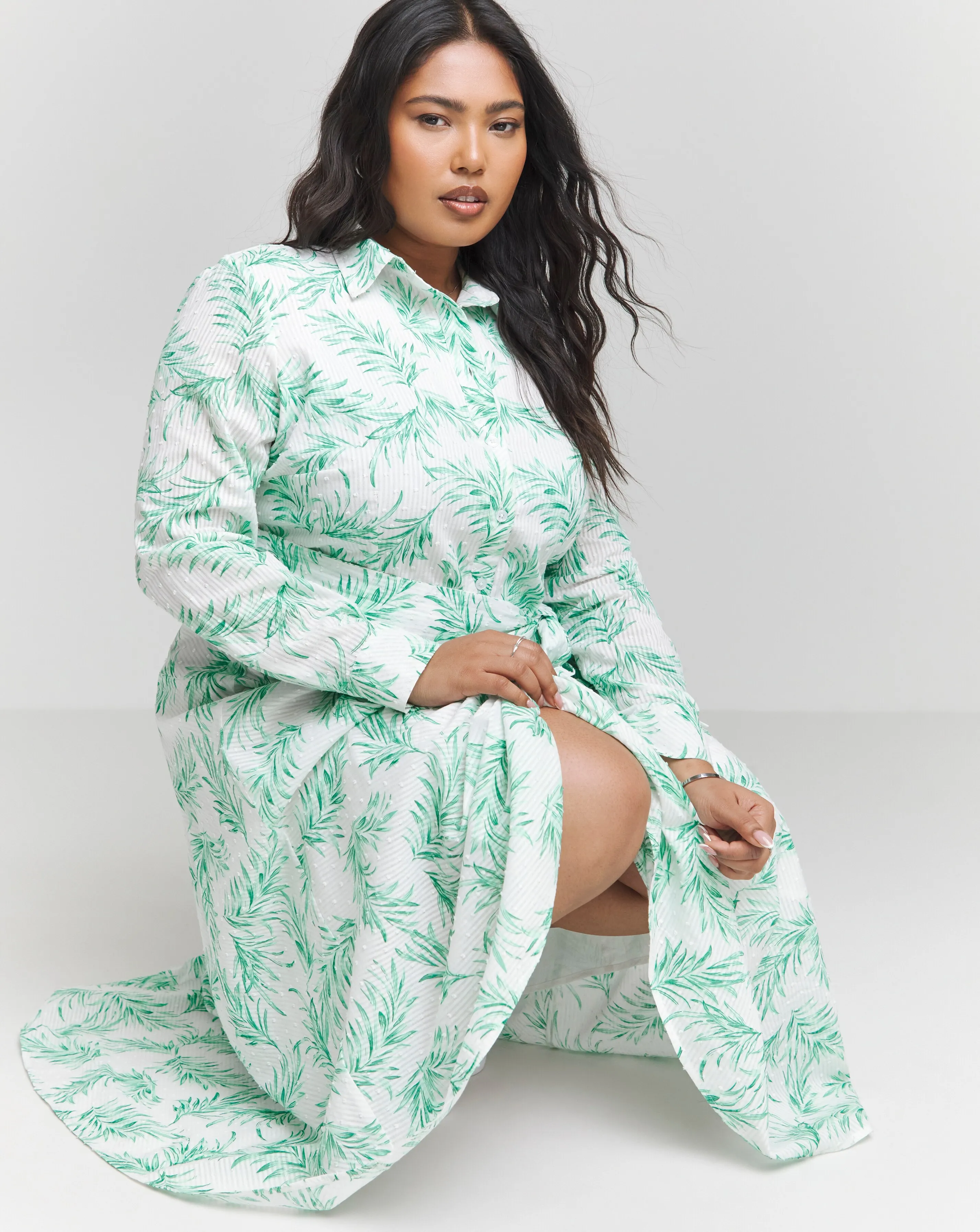 Joe Browns Holly Cotton Fern Print Midaxi Dress