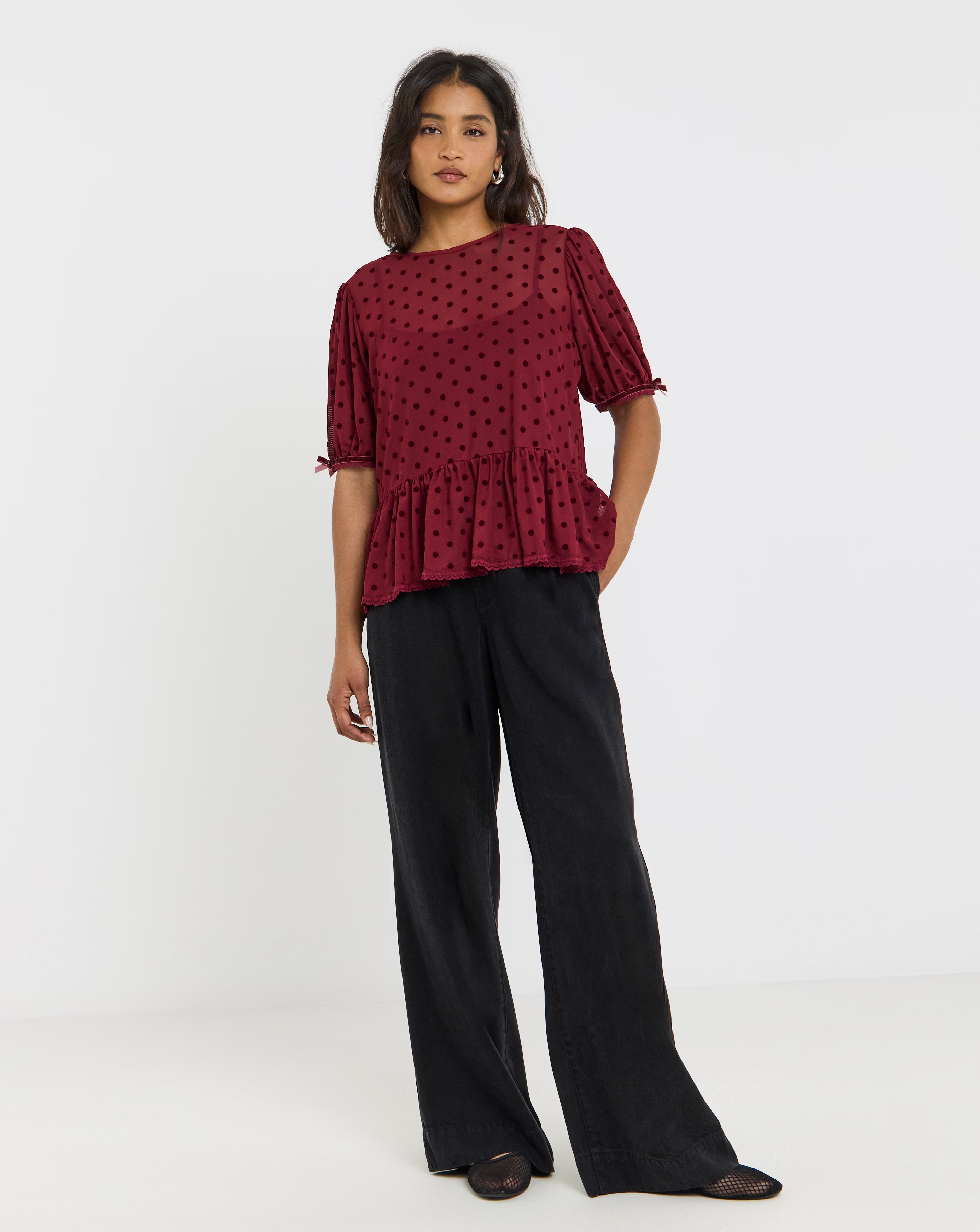 49115-burgundy-dobby-mesh-polka-dot-puff-sleeve-top-1.webp