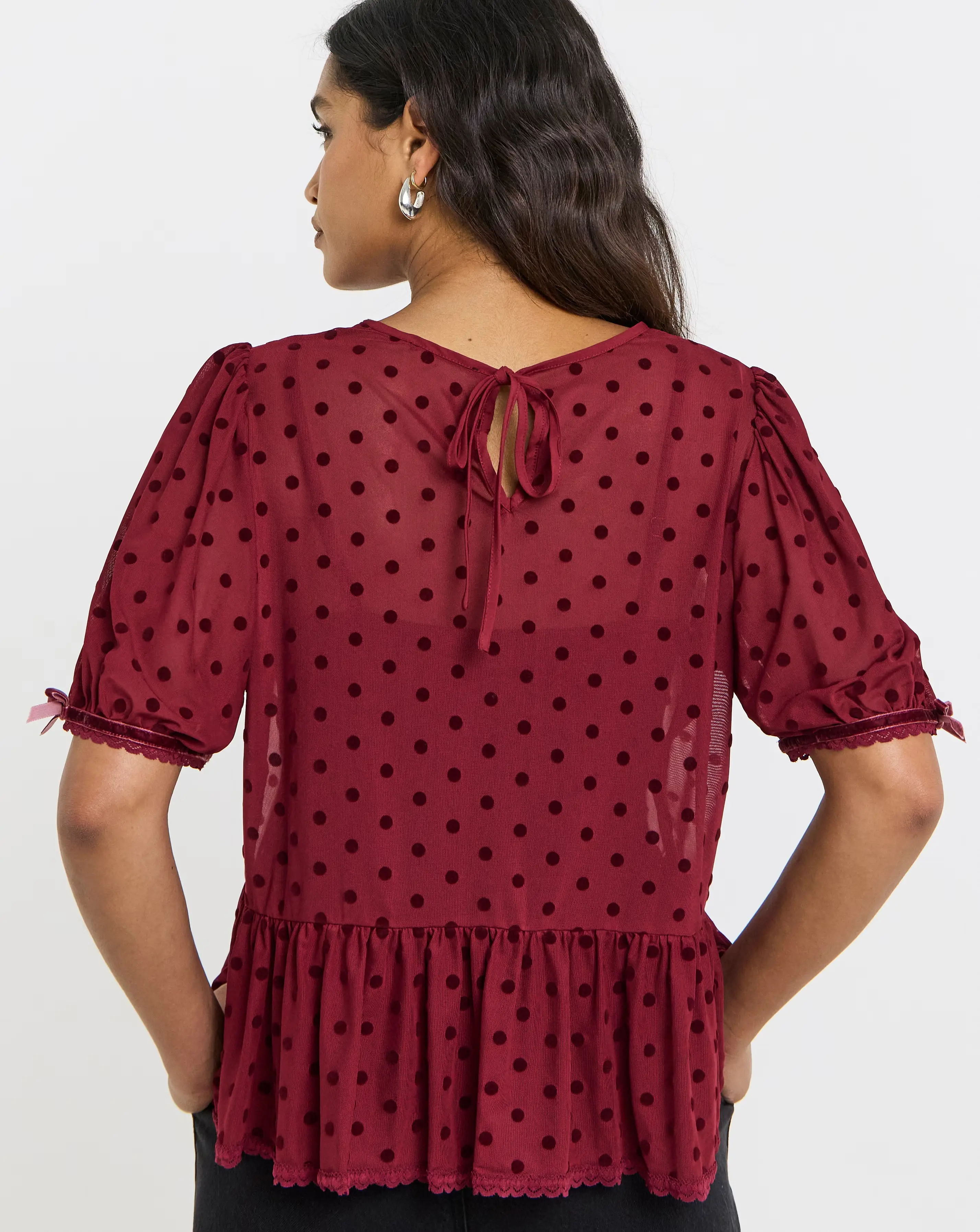 49115-burgundy-dobby-mesh-polka-dot-puff-sleeve-top-1.webp