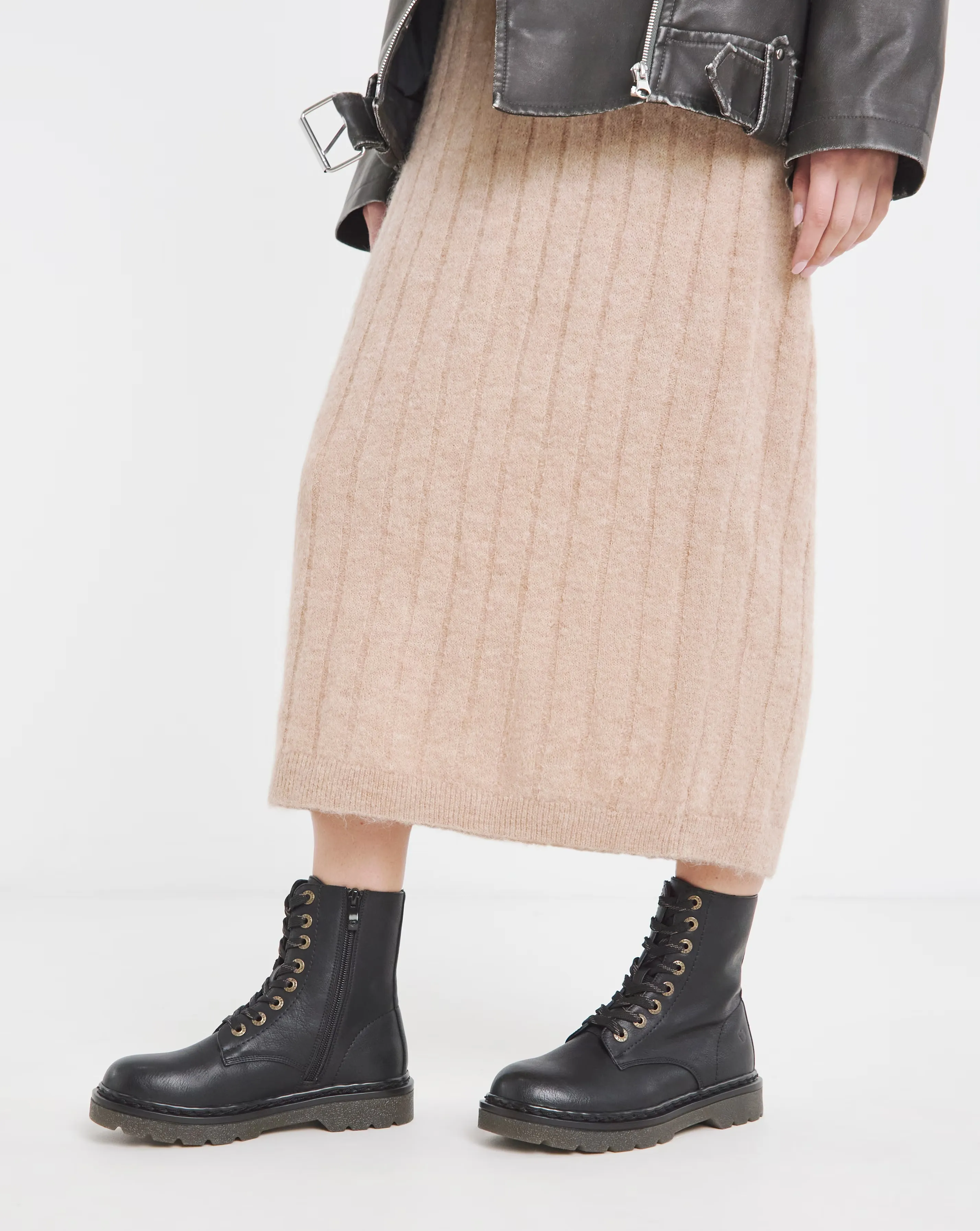 Heavenly Feet Justina Lace Up Chunky Boot Wide Fit