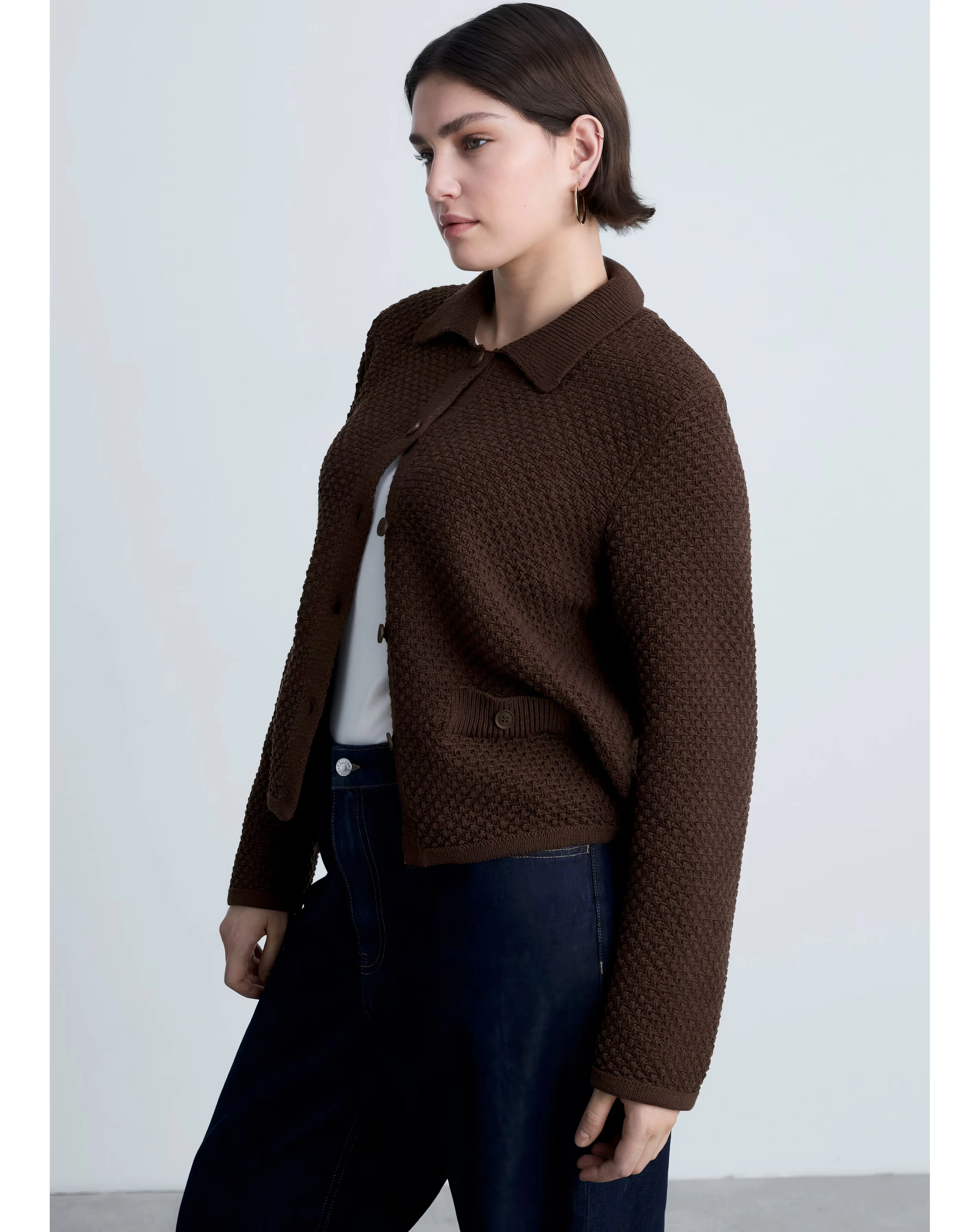 Mango Polo Neck Knitted Choco Jacket
