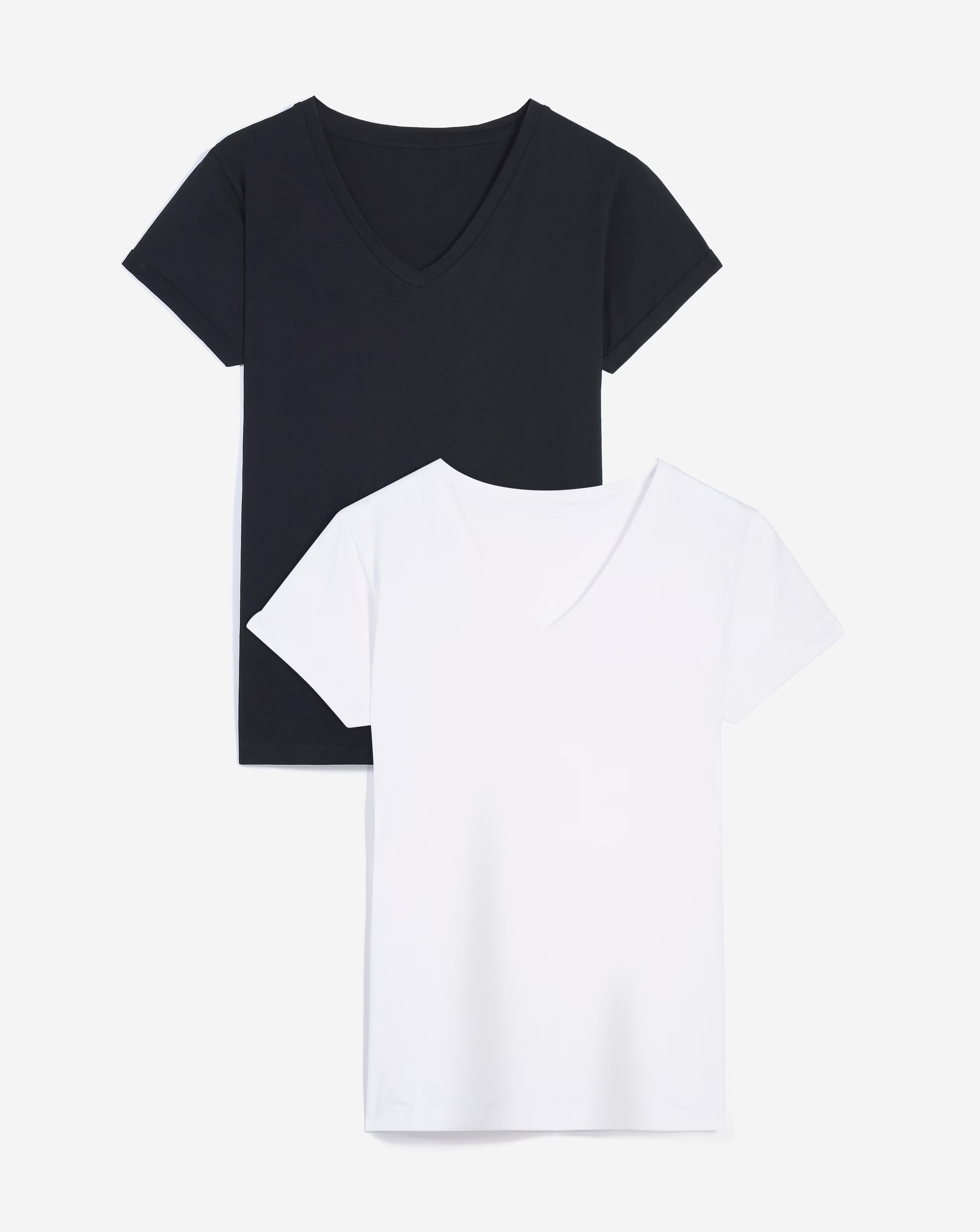 2 Pack Black/White V-Neck T-Shirts