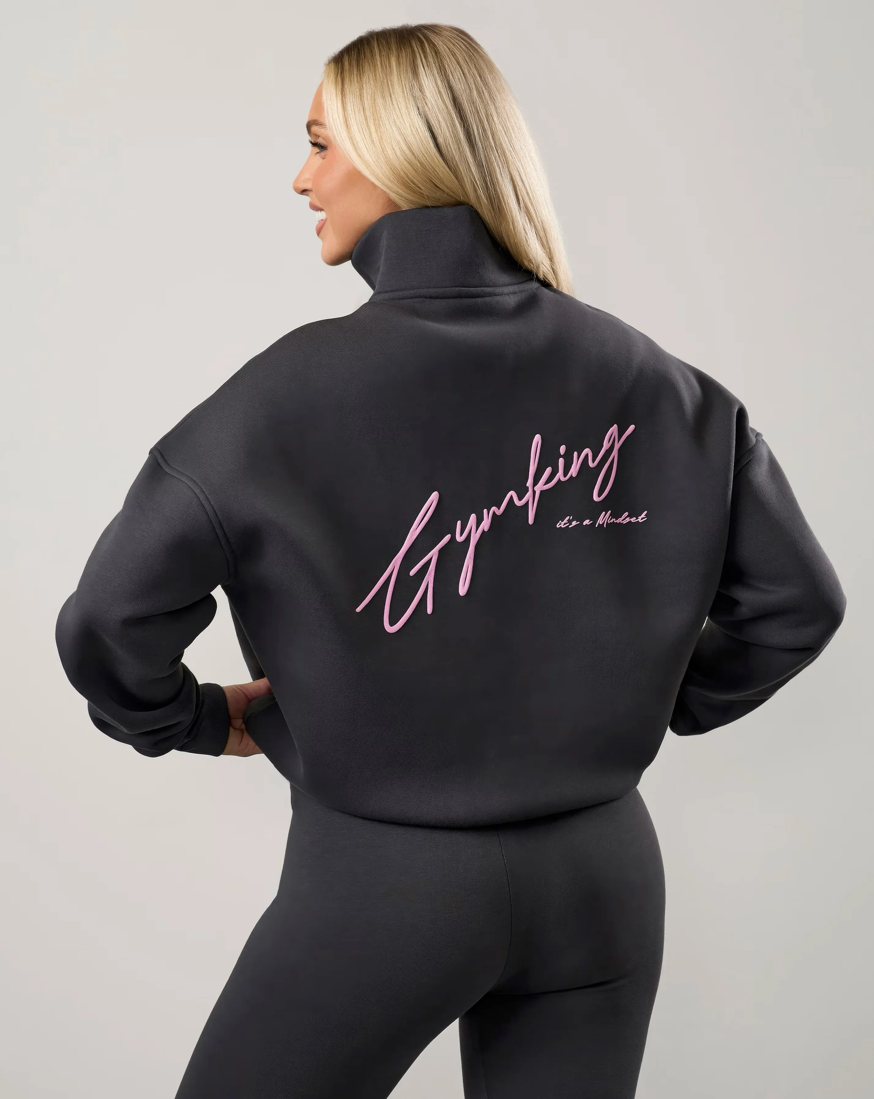Gym King Mindset Script 1/2 Zip Funnel Sweatshirt 1 51949-gym-king-mindset-script-1-2-zip-funnel-sweatshirt-1.webp