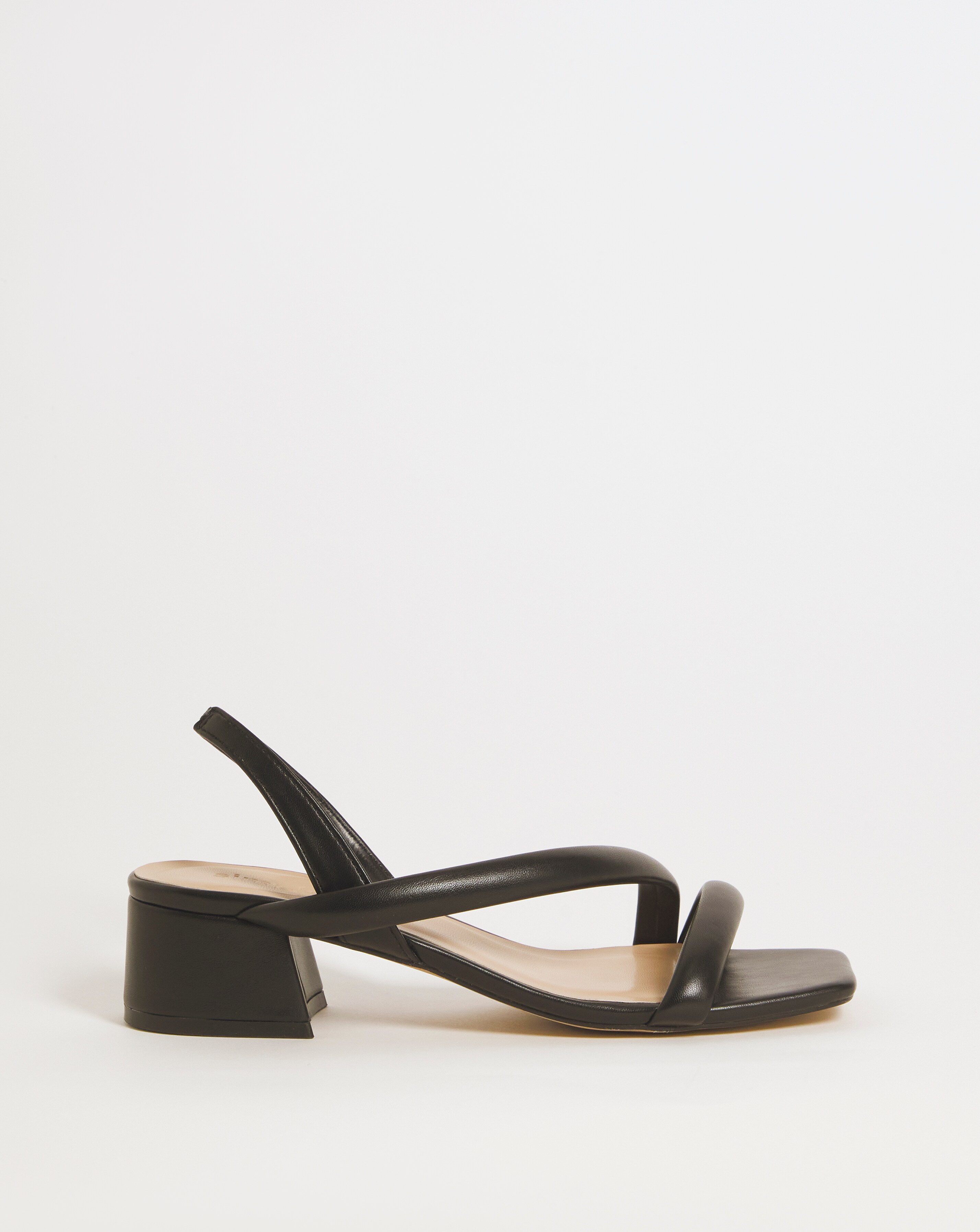 Avery Asymmetric Low Block Heeled Sandals - Wide Fit (E)