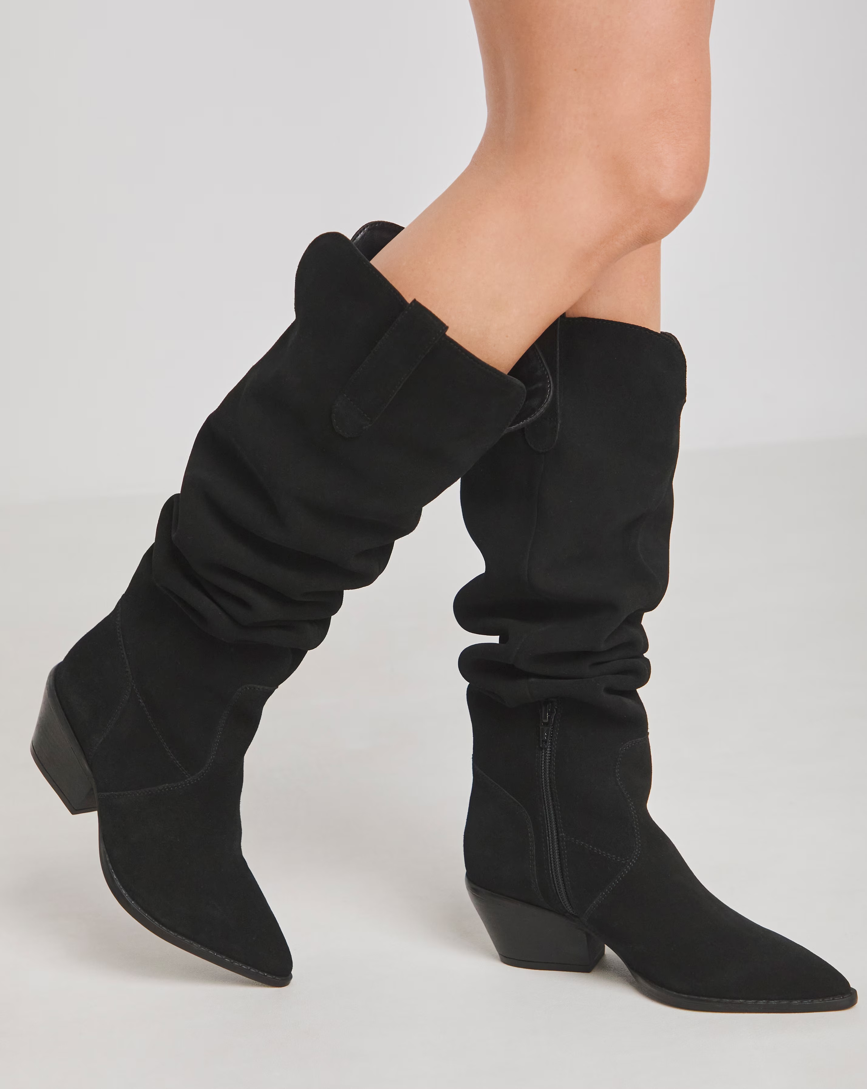 Kairo Suede Multi Wear Western Boots Extra Wide EEE Fit Super Curvy Calf