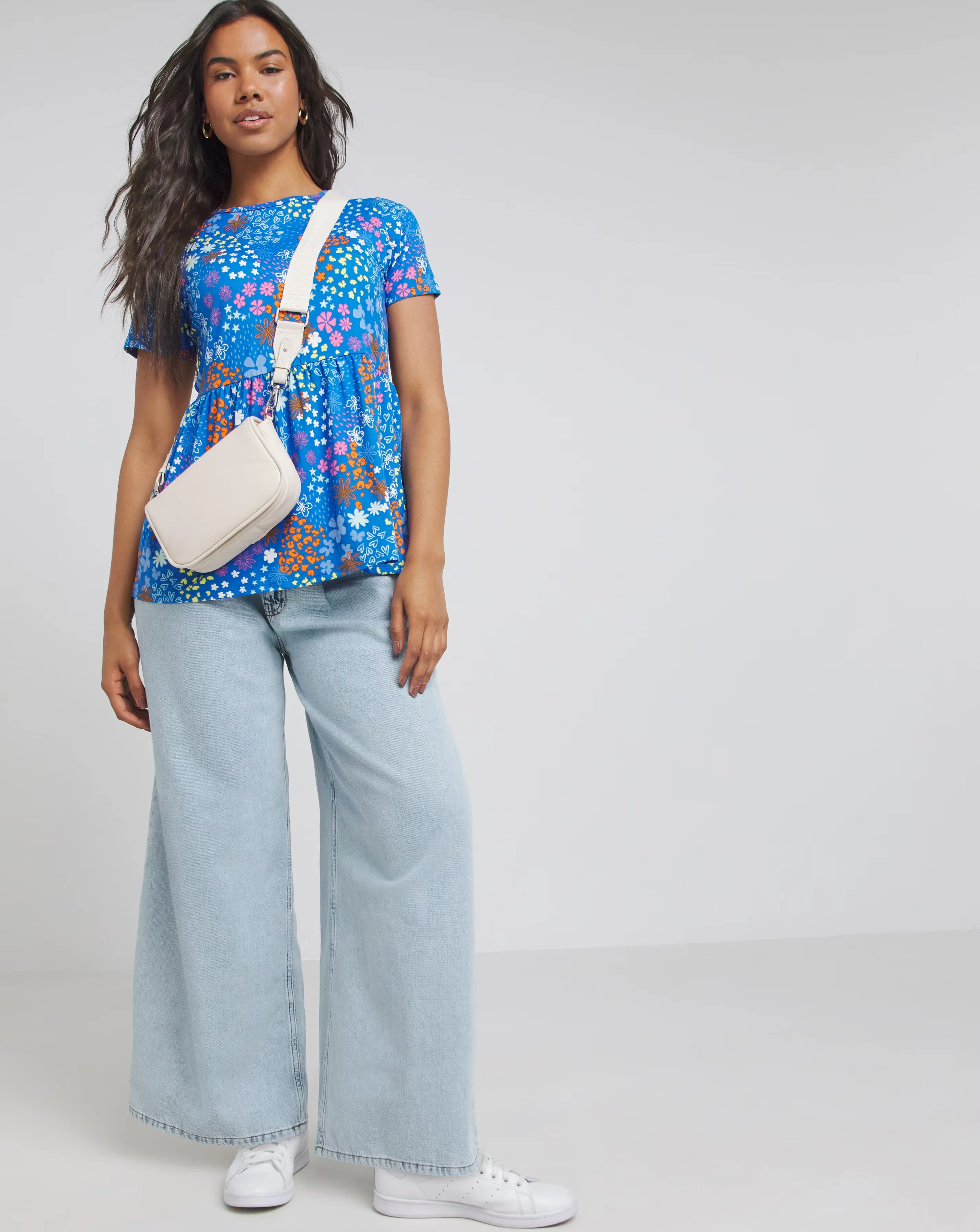 Blue Ditsy Supersoft Smock Top