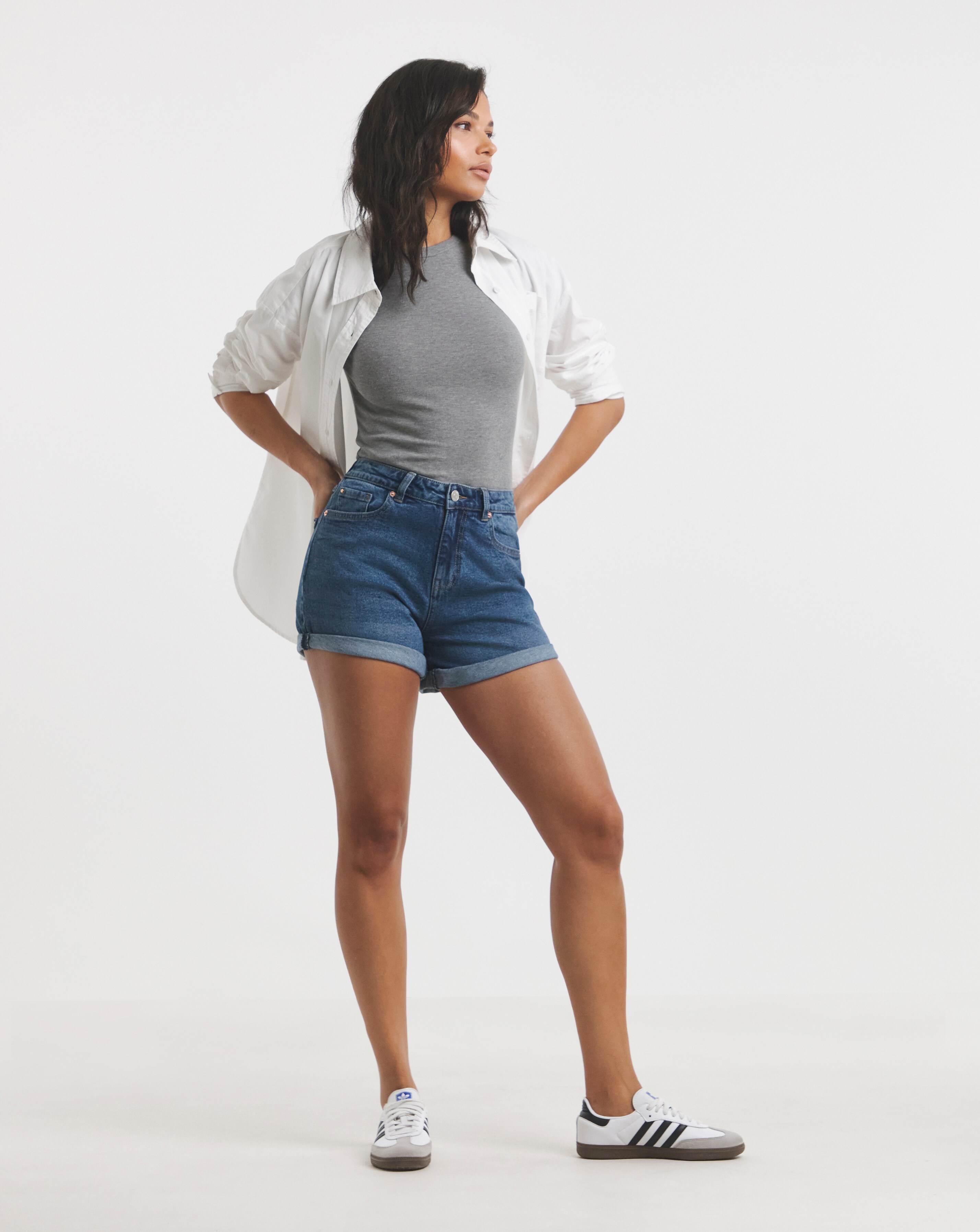 Simply Be Simply Be Mid Blue Authentic Denim Loose Mom Short