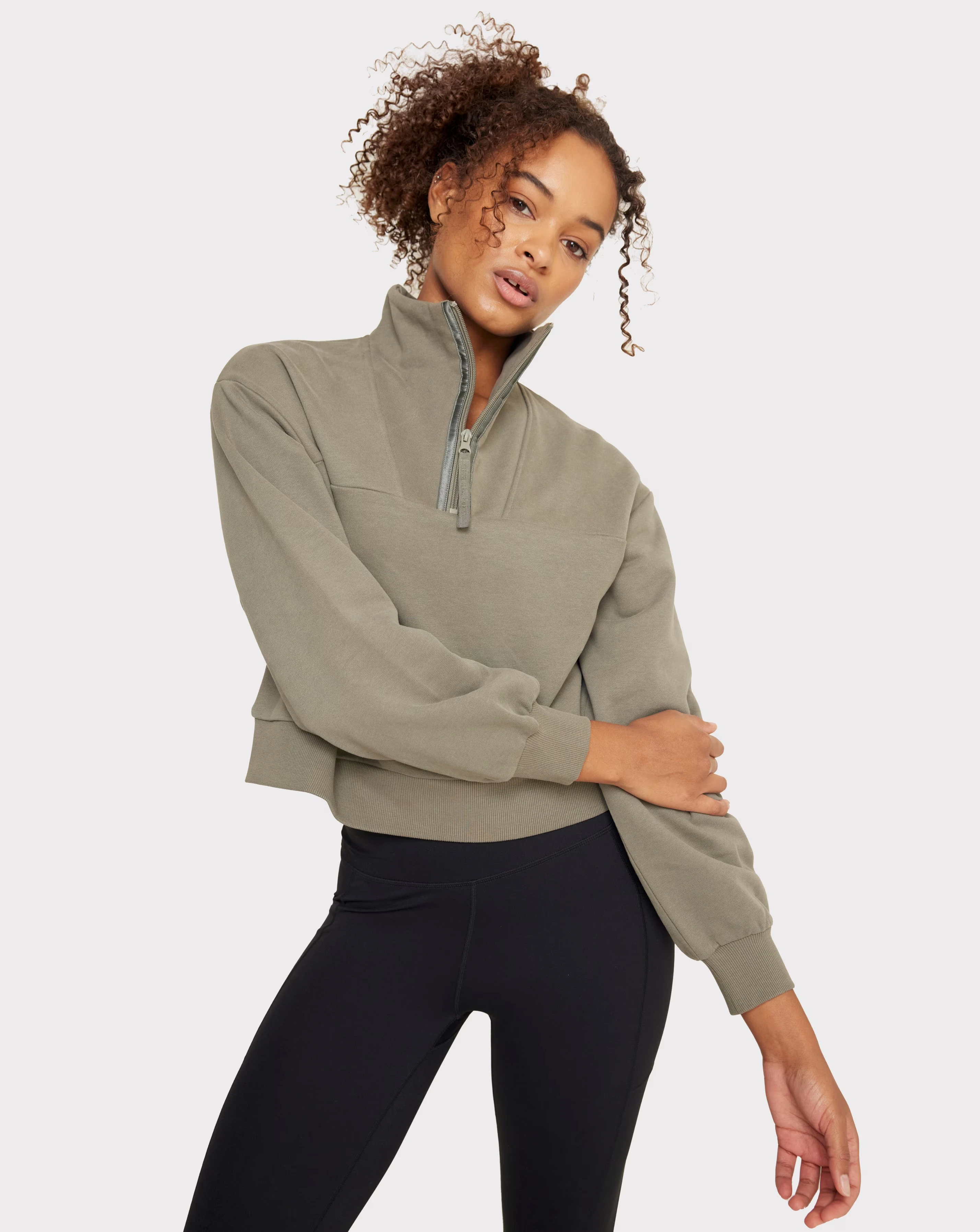 Chelsea Peers Oversized Panelled Quarter Zip Sweater