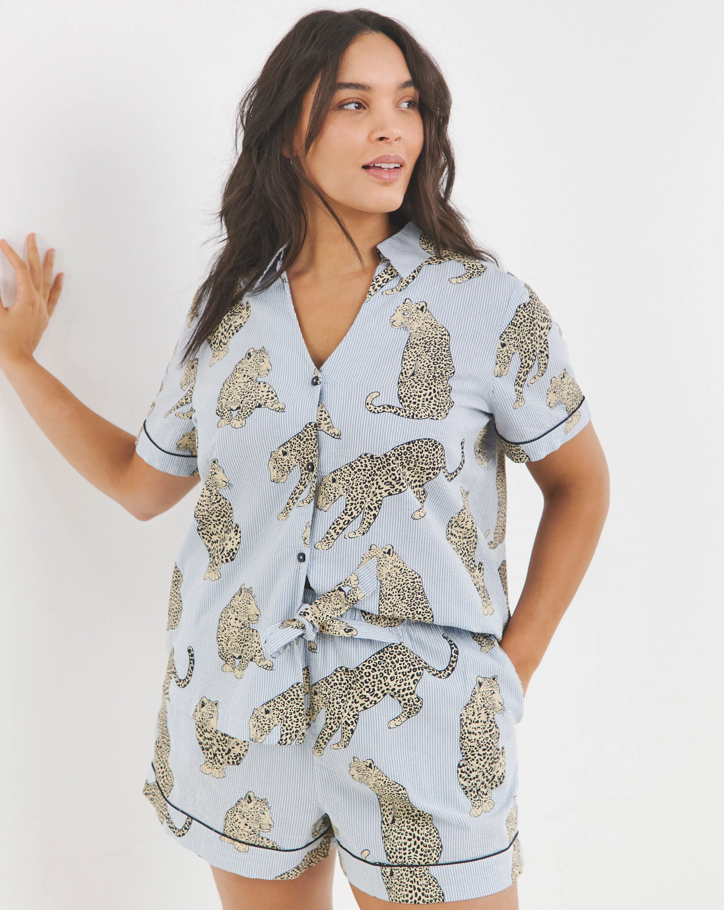 Chelsea Peers Cotton Seersucker Short Pyjama Set