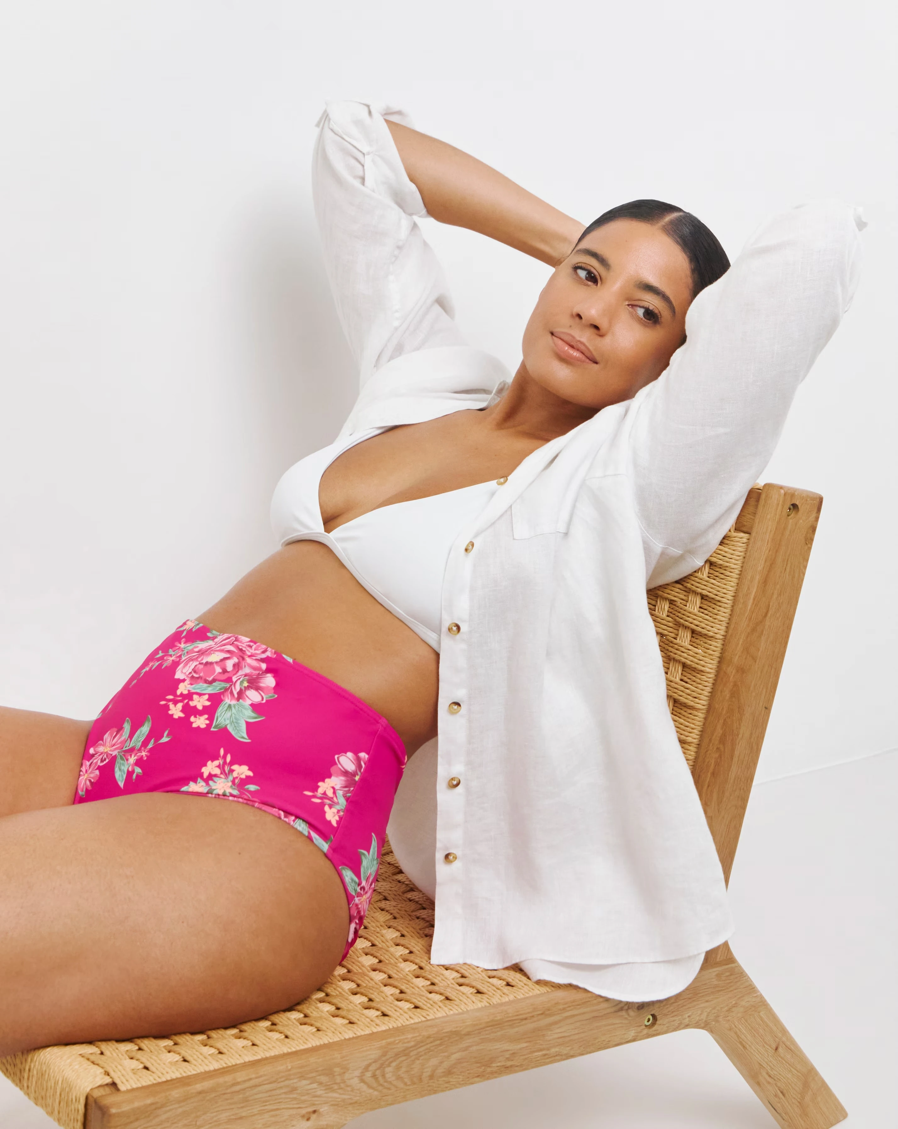 Ruche Side High Waist Bikini Briefs