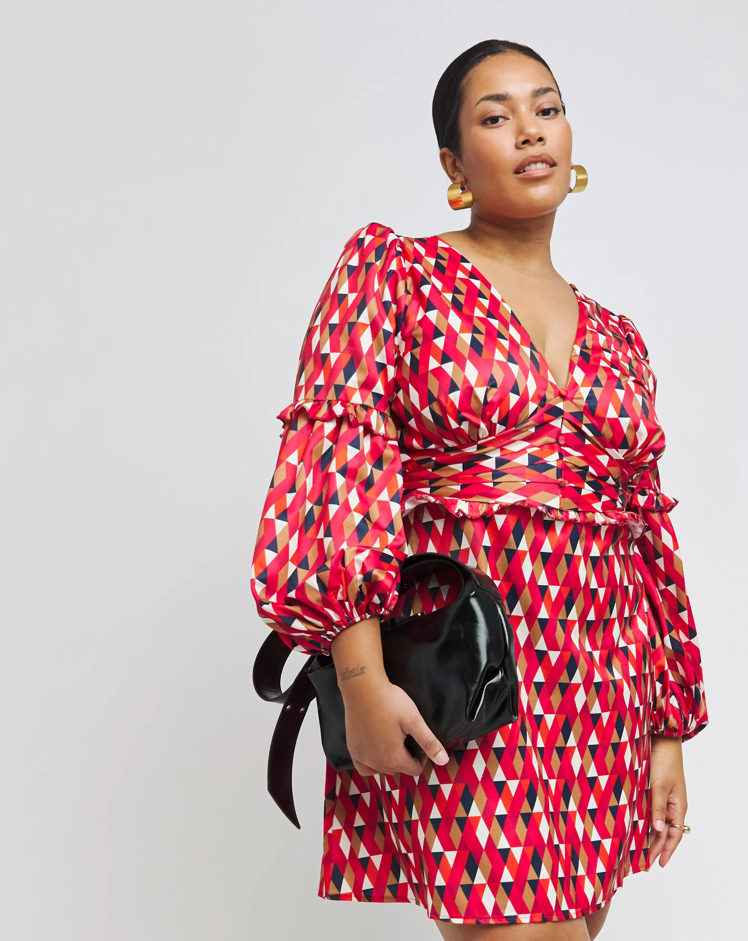 Little Mistress Geometric Satin Mini Dress
