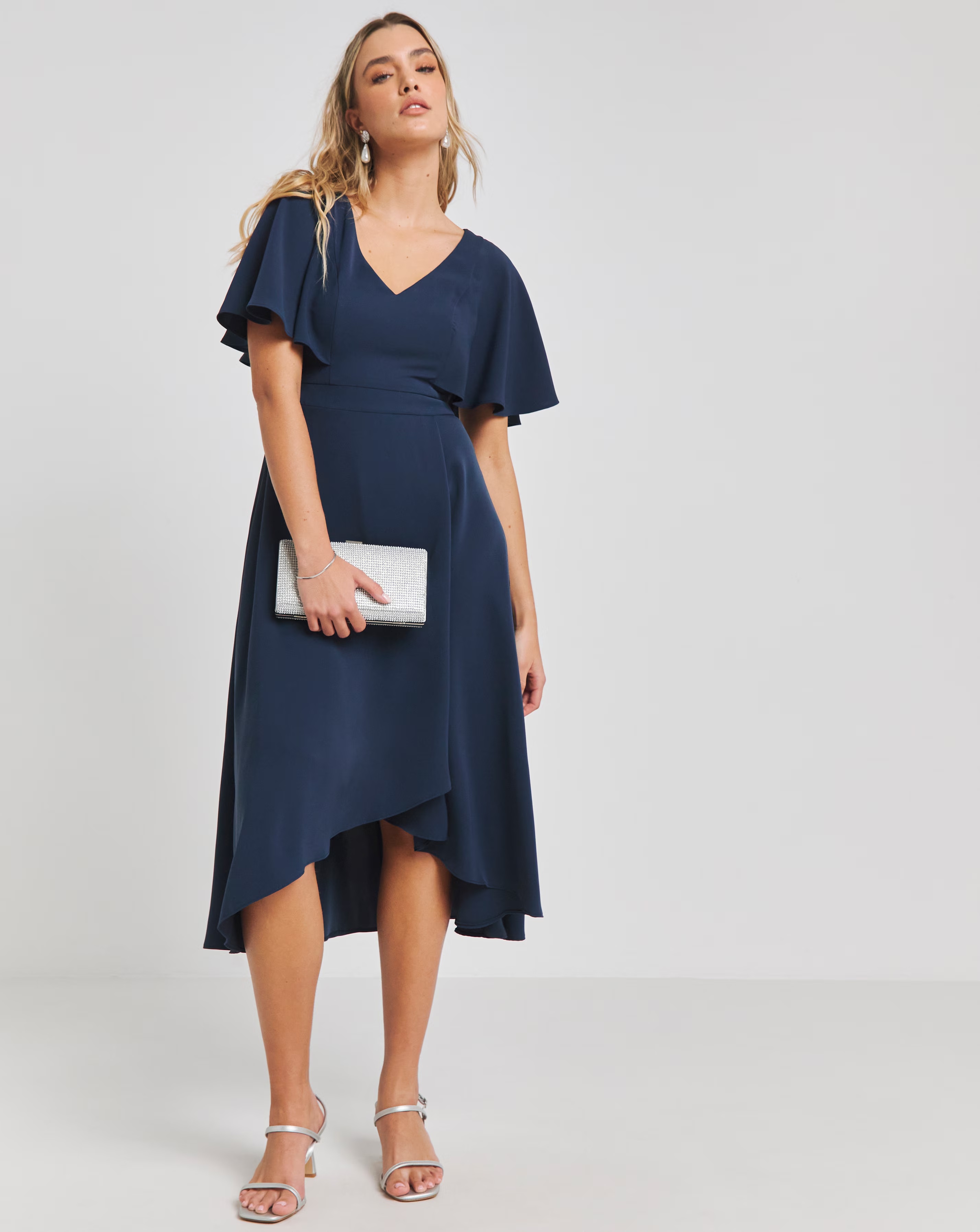 Joanna Hope Navy Angel Sleeve Dress
