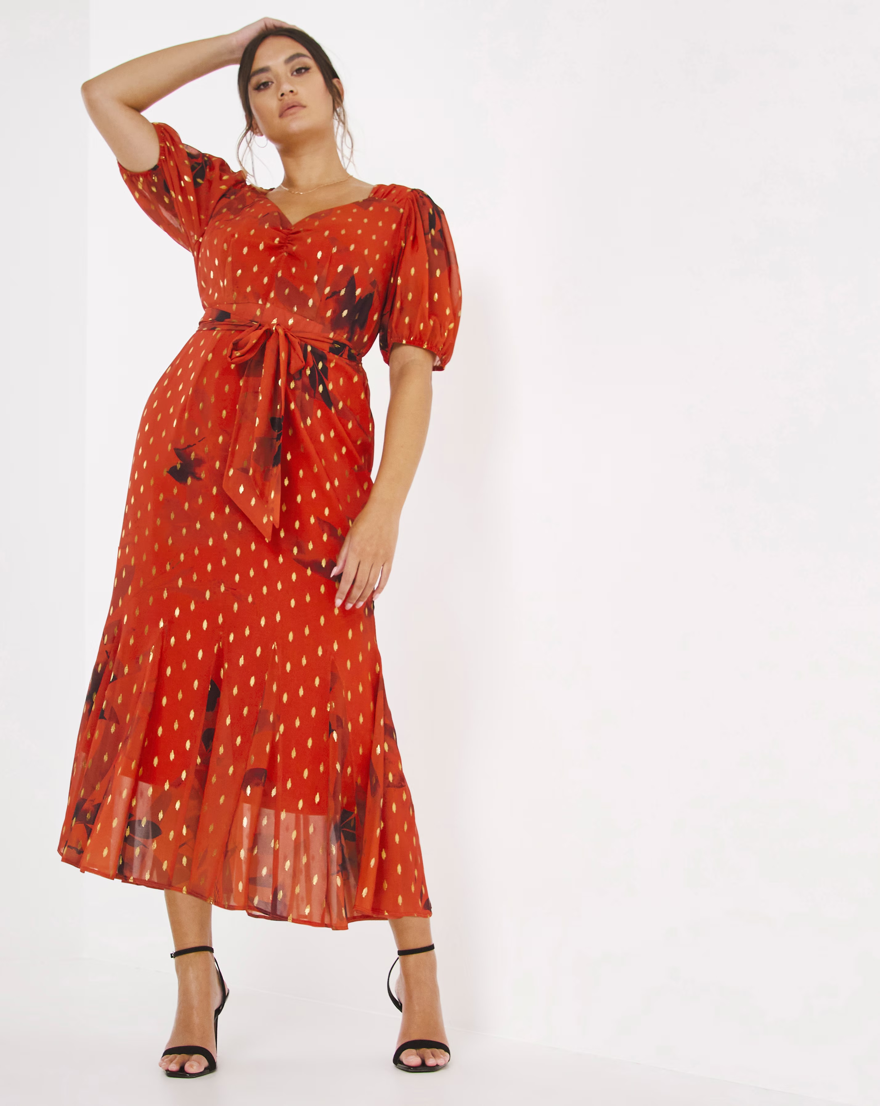 Joanna Hope Metallic Dobby Printed Maxi Dress