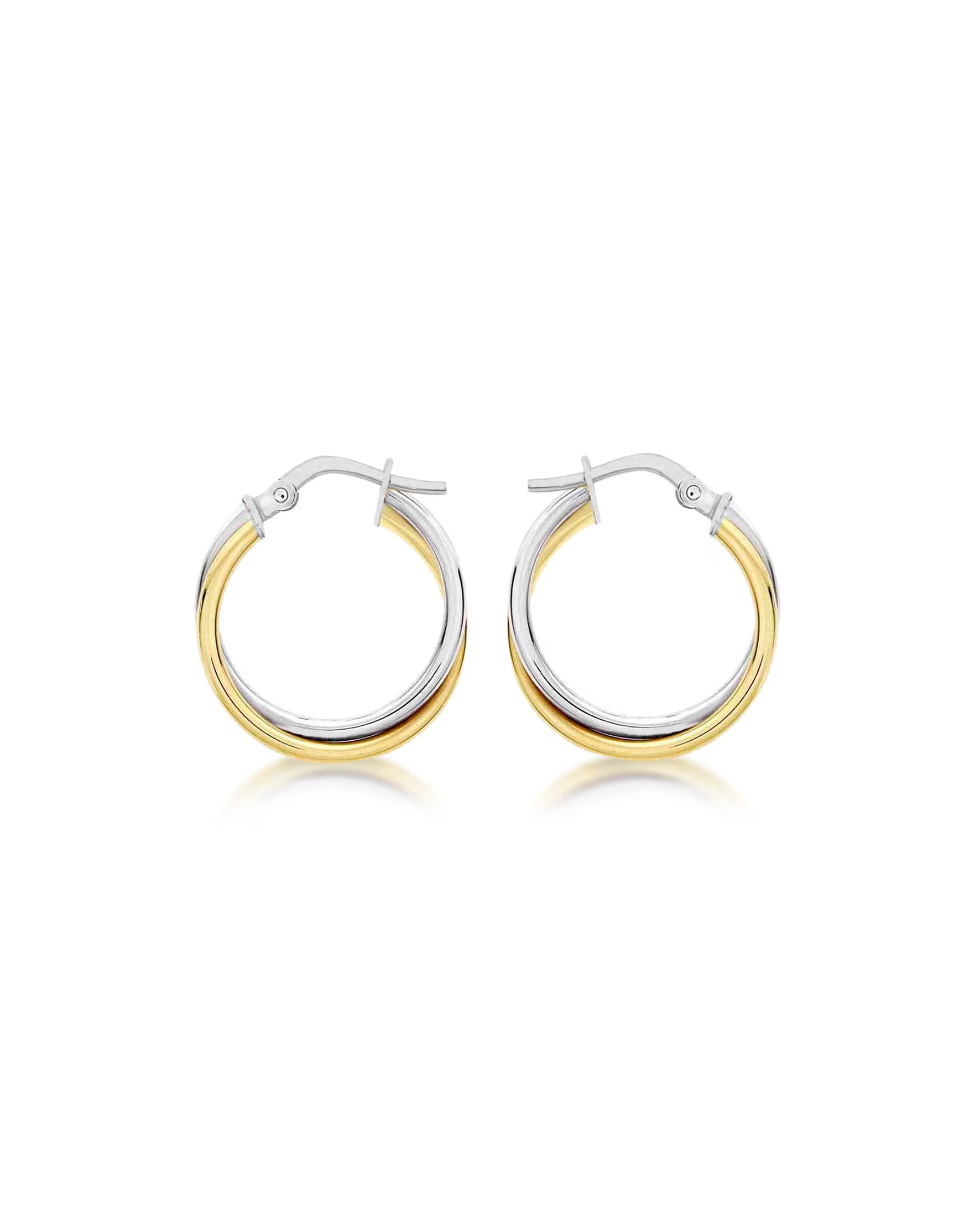 9ct Gold 2 Tone Tube Crossover Earrings